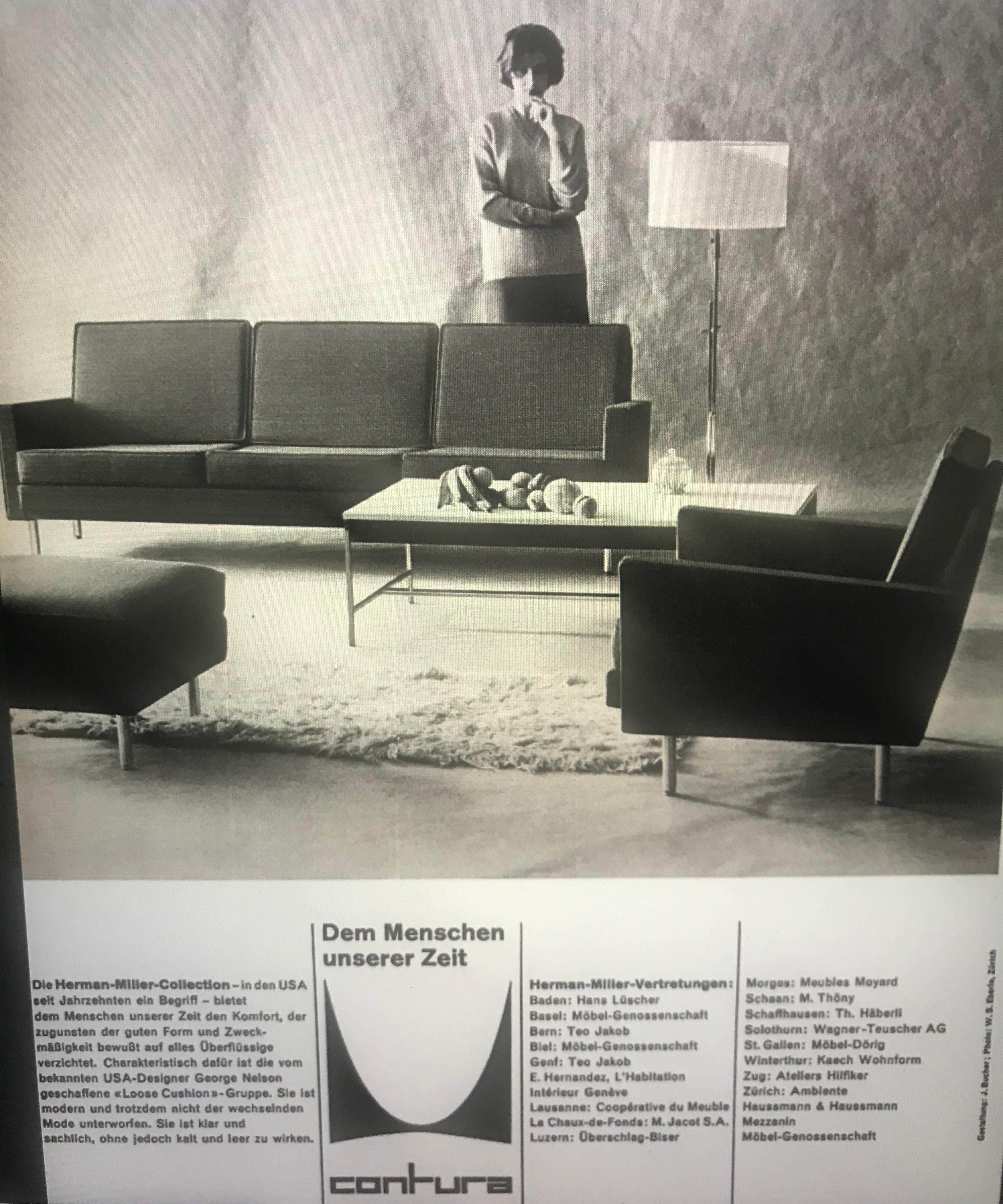 Mid-Century Modern George Nelson for Herman Miller Three-Seat Sofa in Brown Leather, Model 5683