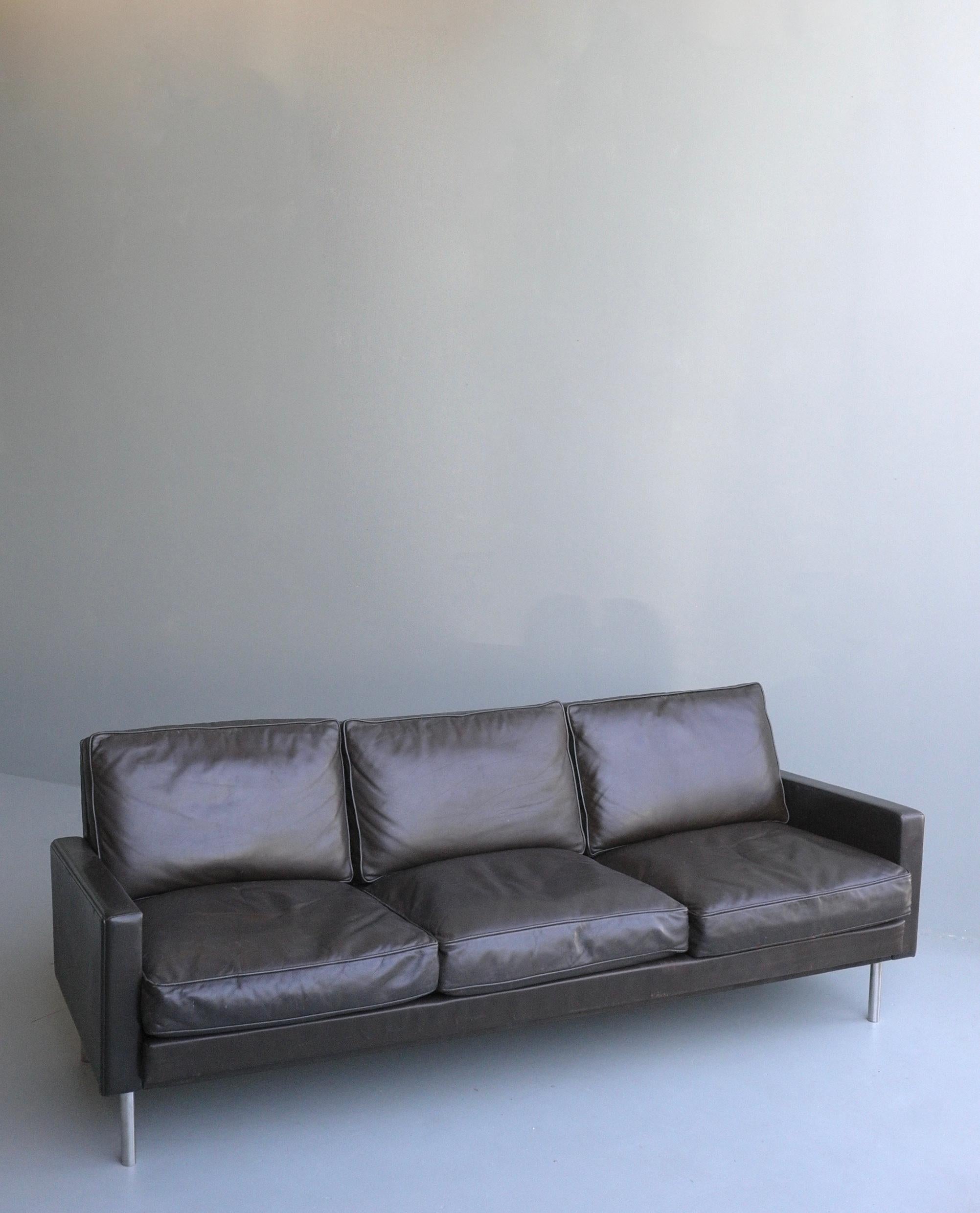 Mid-20th Century George Nelson for Herman Miller Three-Seat Sofa in Brown Leather, Model 5683