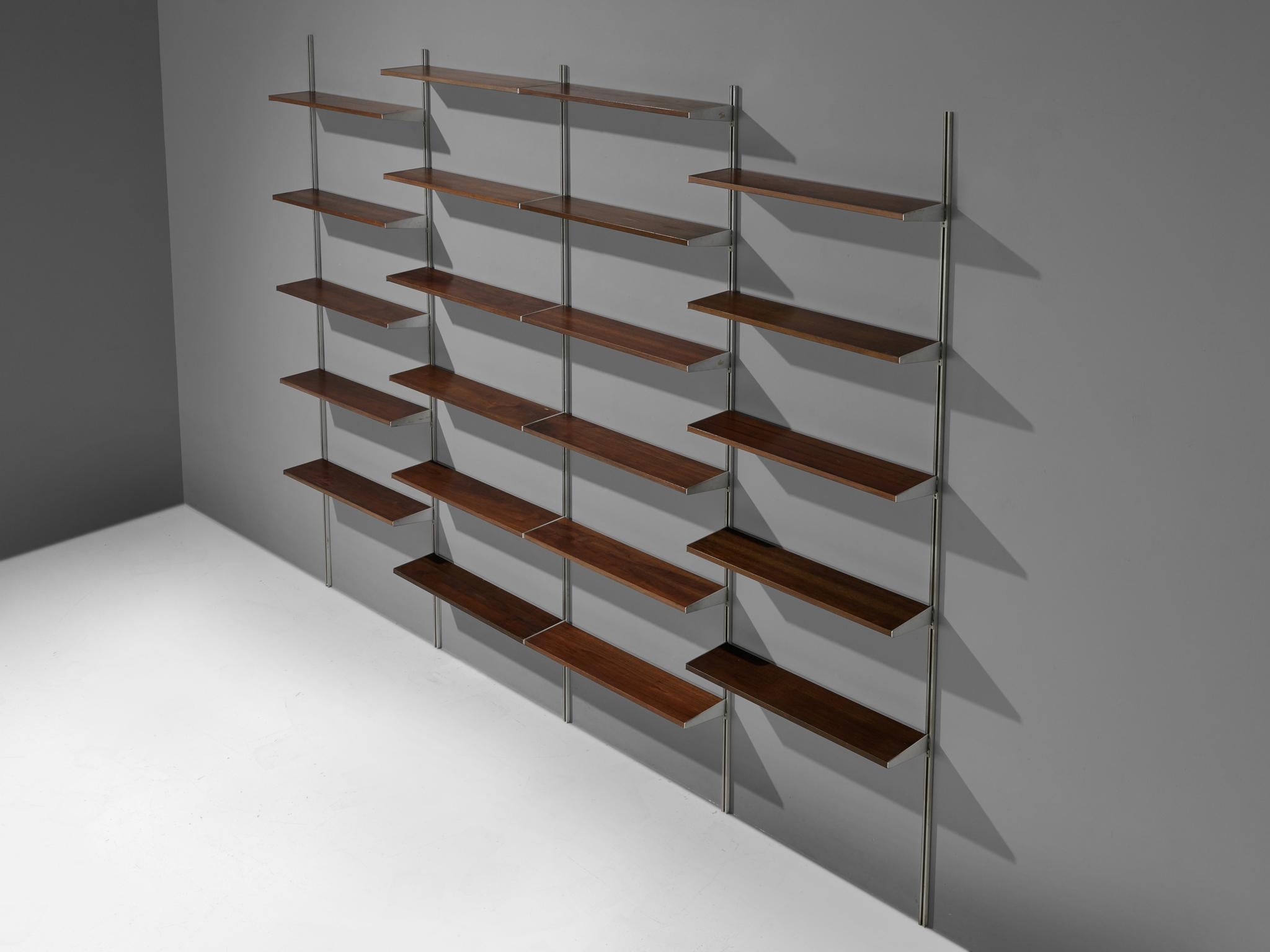 Aluminum George Nelson for Herman Miller Wall Unit in Walnut