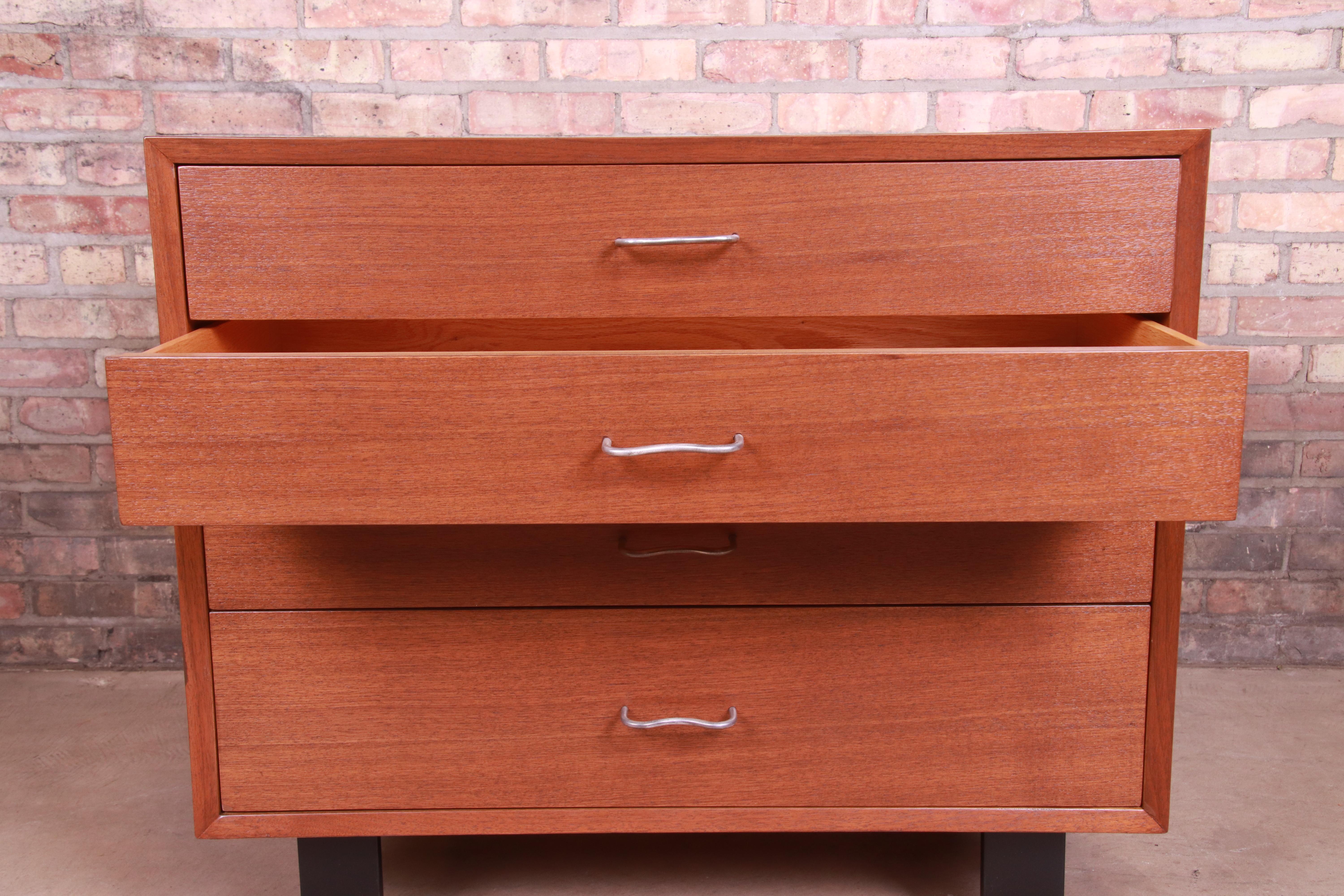 Aluminum George Nelson for Herman Miller Walnut Bachelor Chest, Newly Refinished
