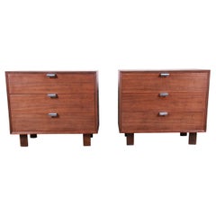 George Nelson for Herman Miller Walnut Bachelor Chests or Nightstands, Pair