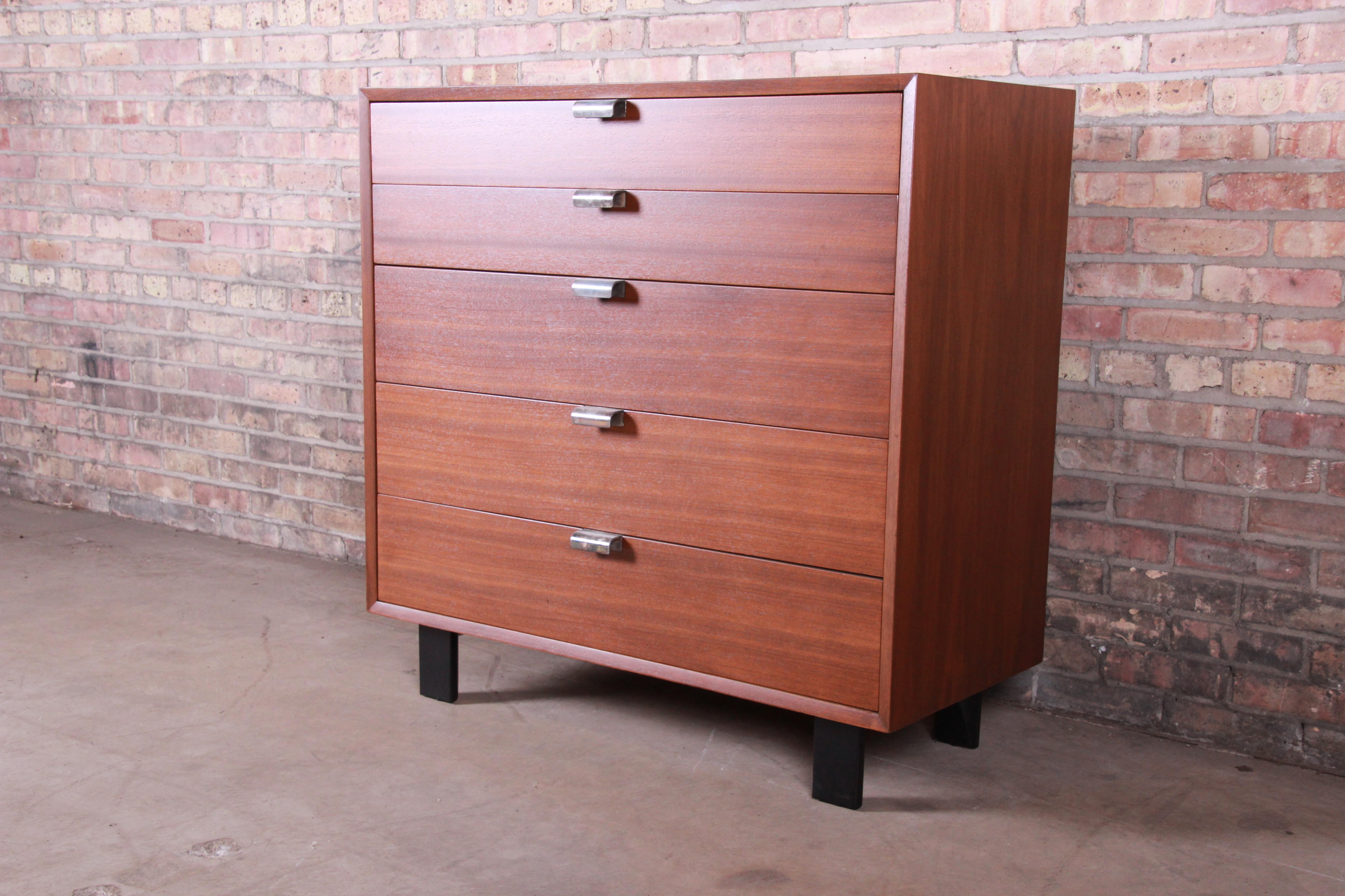 American George Nelson for Herman Miller Walnut Highboy Dresser, Newly Restored