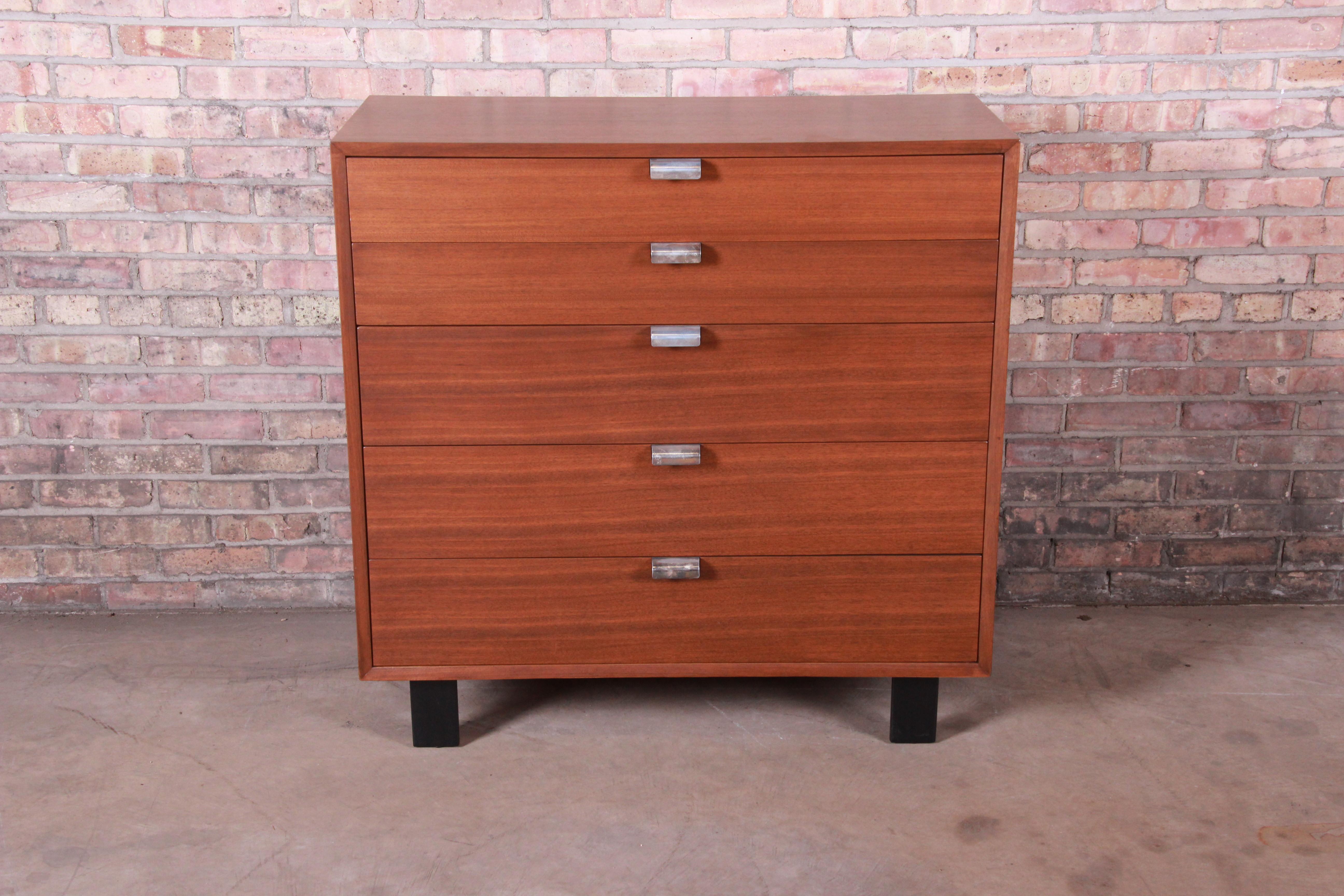 George Nelson for Herman Miller Walnut Highboy Dresser, Newly Restored In Good Condition In South Bend, IN