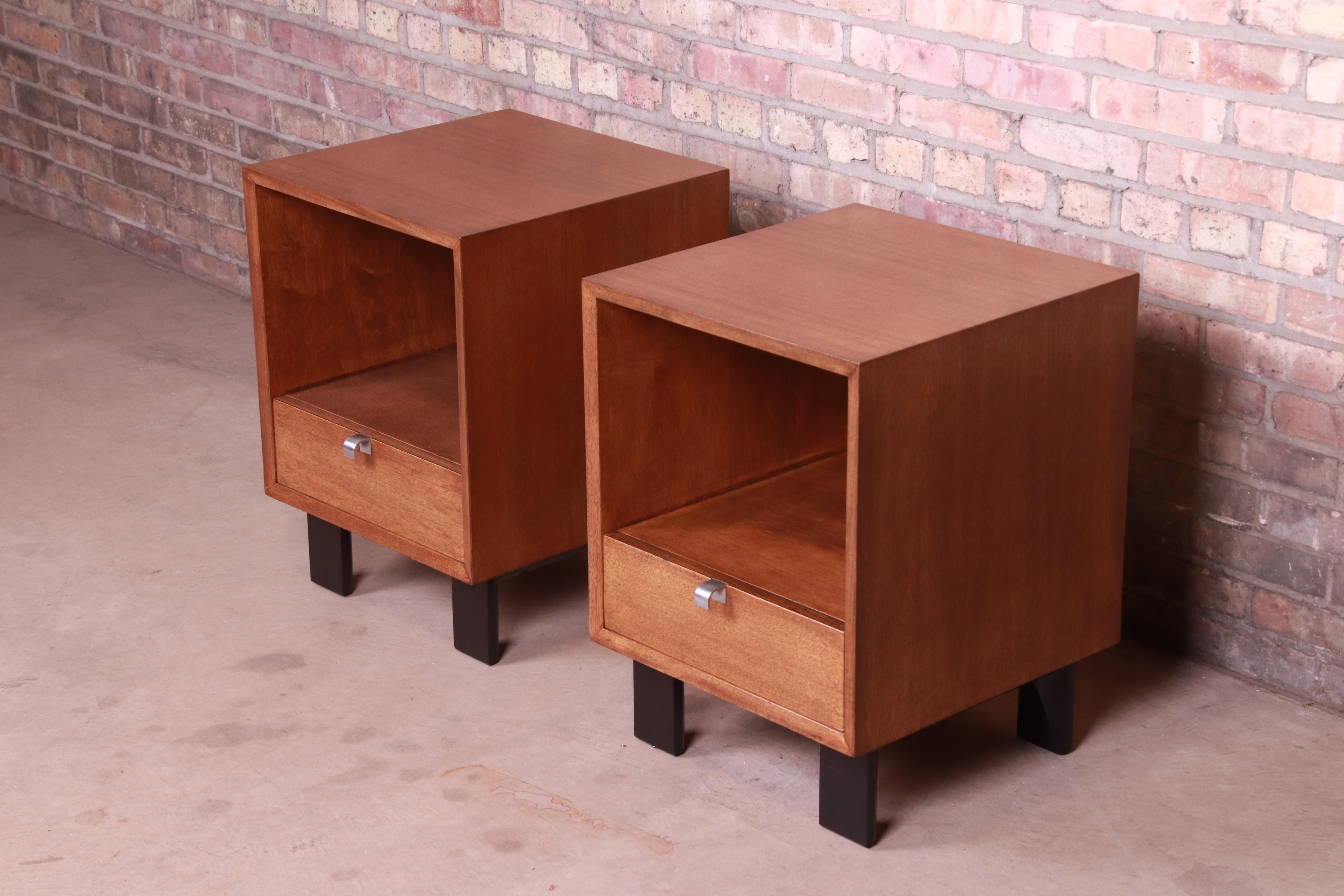 Mid-Century Modern George Nelson for Herman Miller Walnut Nightstands, Newly Refinished