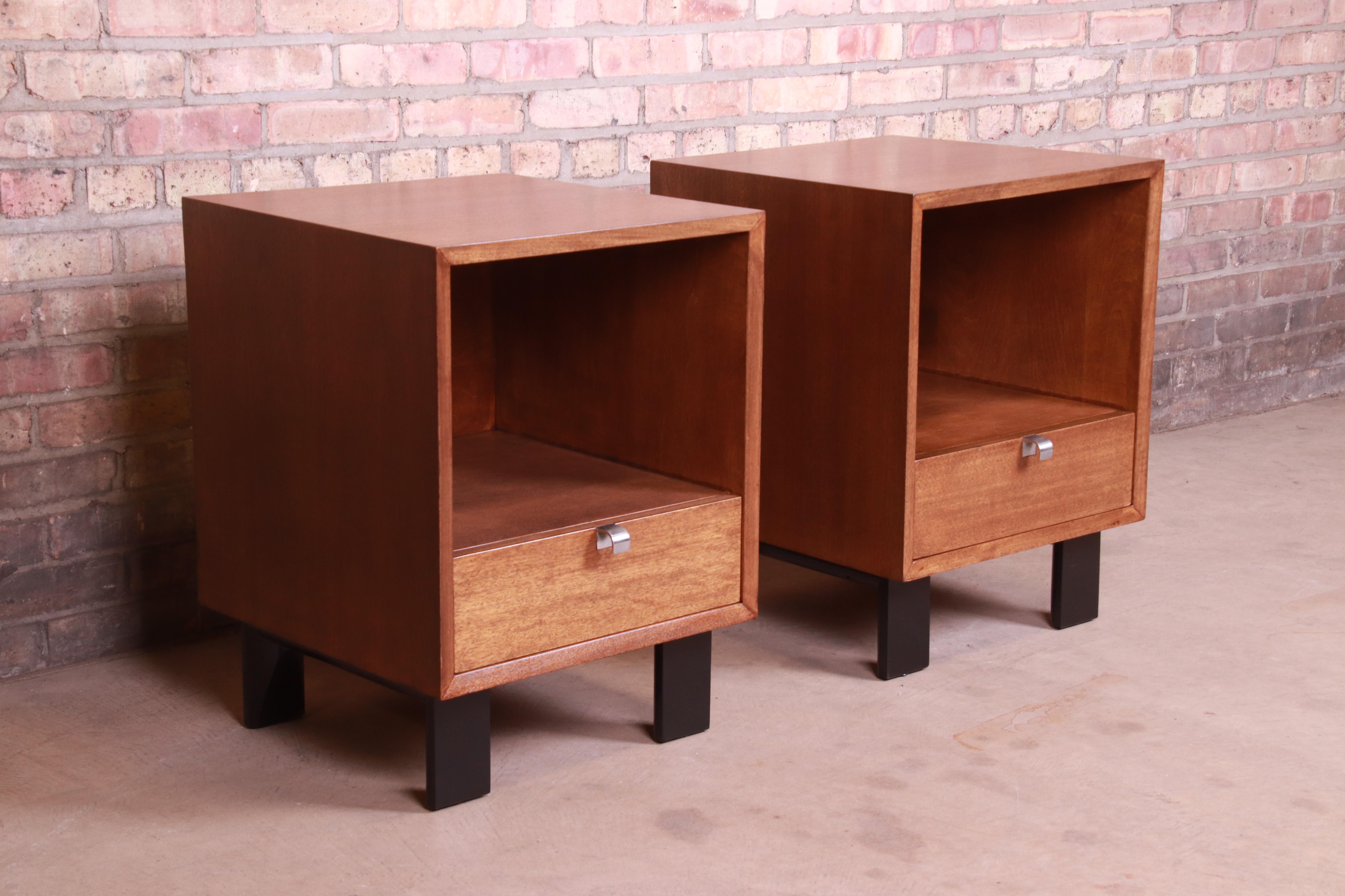 American George Nelson for Herman Miller Walnut Nightstands, Newly Refinished