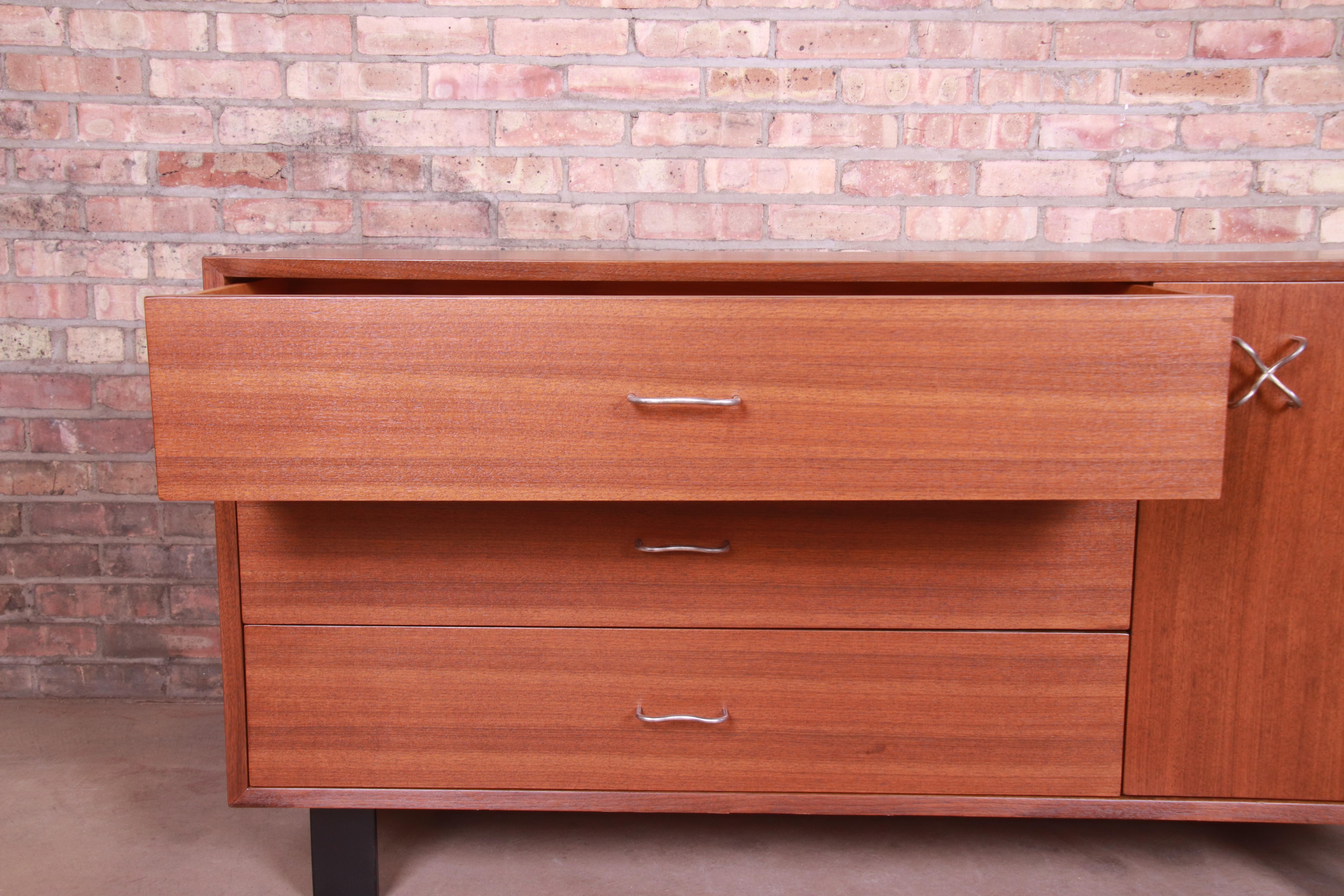 Lacquer George Nelson for Herman Miller Walnut Sideboard Credenza, Newly Refinished
