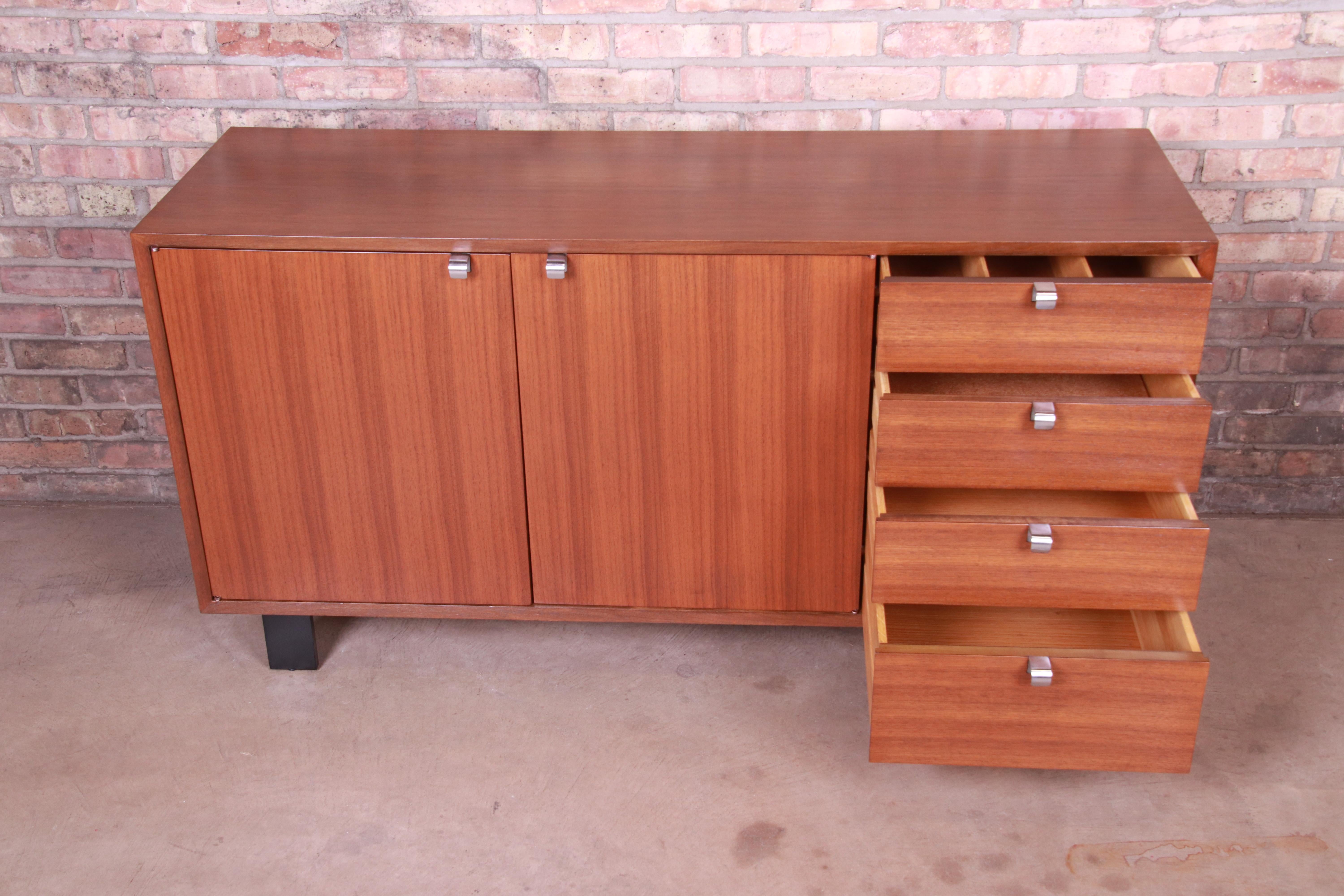 Aluminum George Nelson for Herman Miller Walnut Sideboard Credenza, Newly Restored