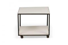 George Nelson for Herman Miller White Laminate and Black Steel Rolling End / Sid