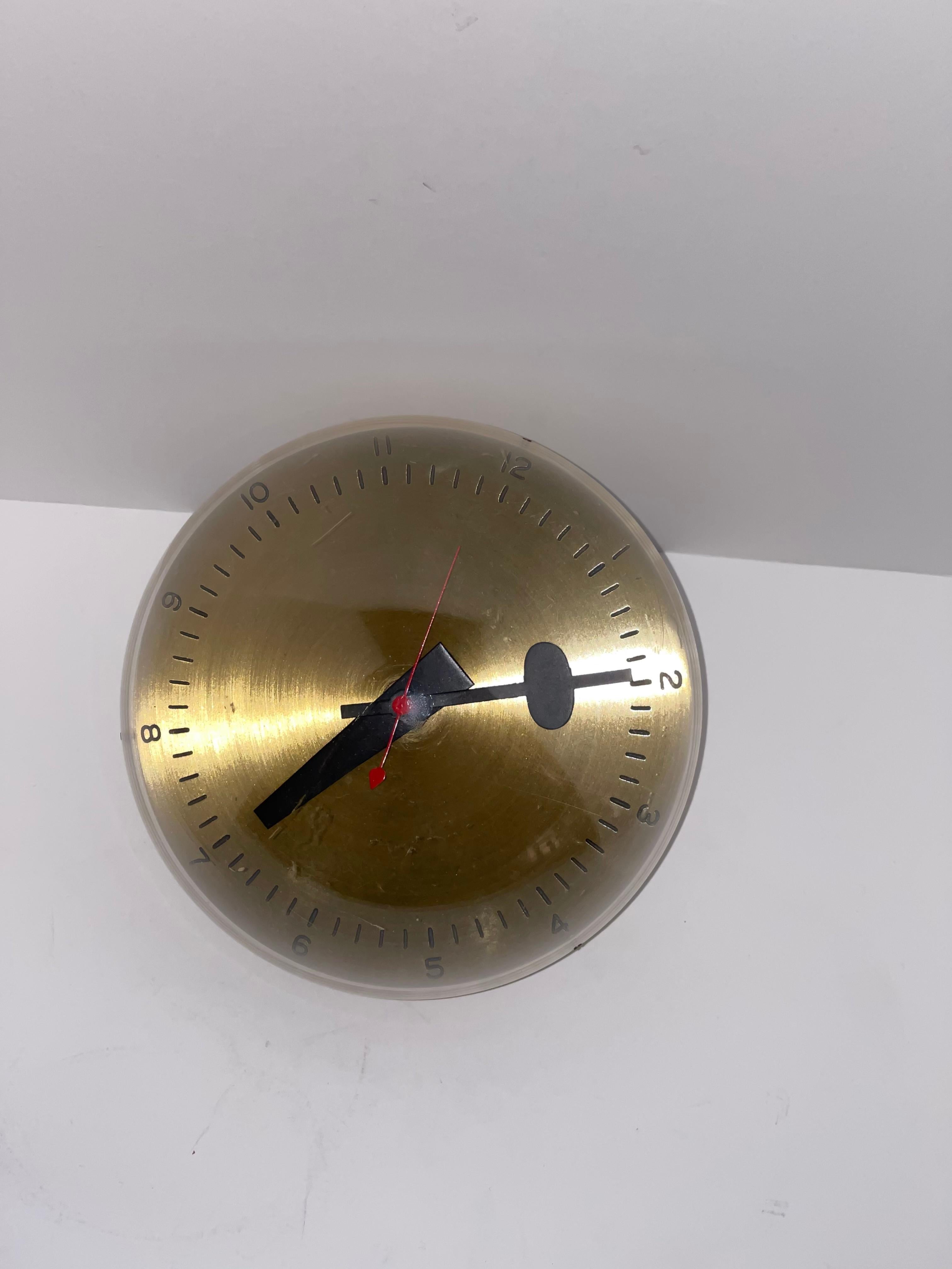 An early Howard Miller clock by George Nelson. It is model 4759 and is running order. It came to us with a plug attached to the back for a direct plug into the wall. We added a cord and plug and it is new wiring. Great overall vintage condition. The