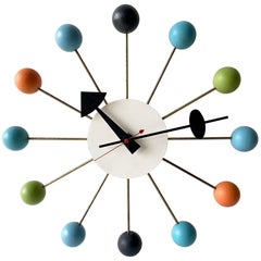 George Nelson pour Howard Miller Horloge murale boule atomique multicolore vintage moderne
