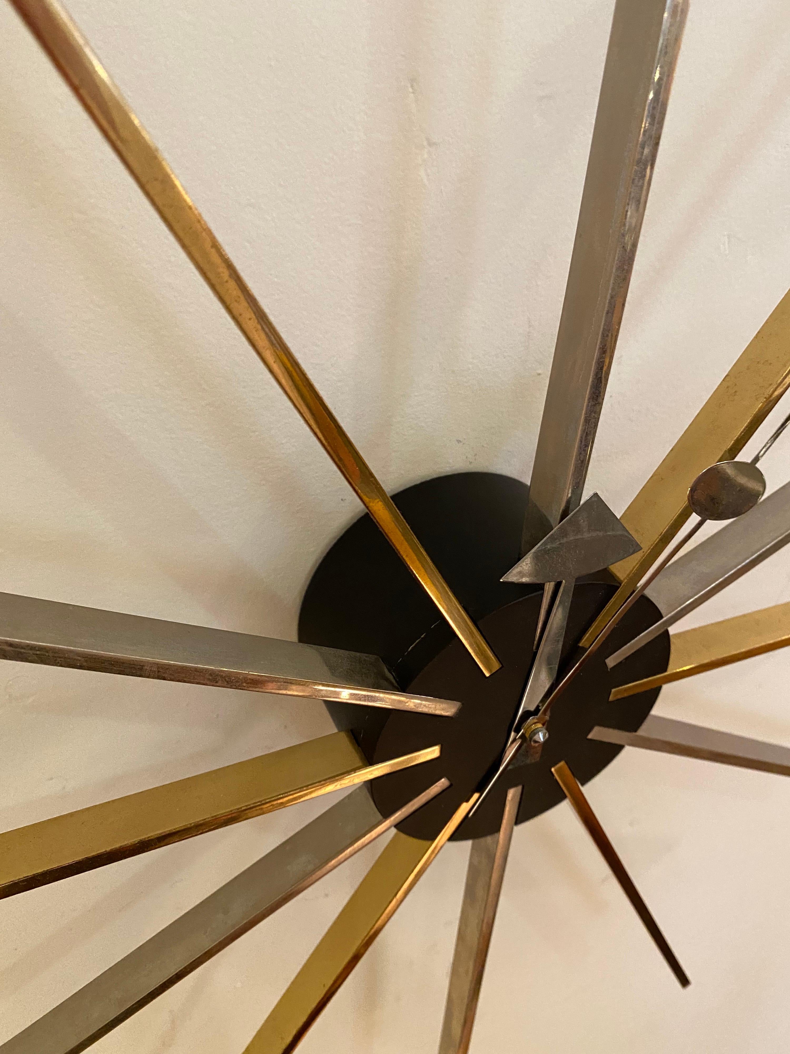 Mid-Century Modern George Nelson for Vitra Brass and Chrome Star Wall Clock