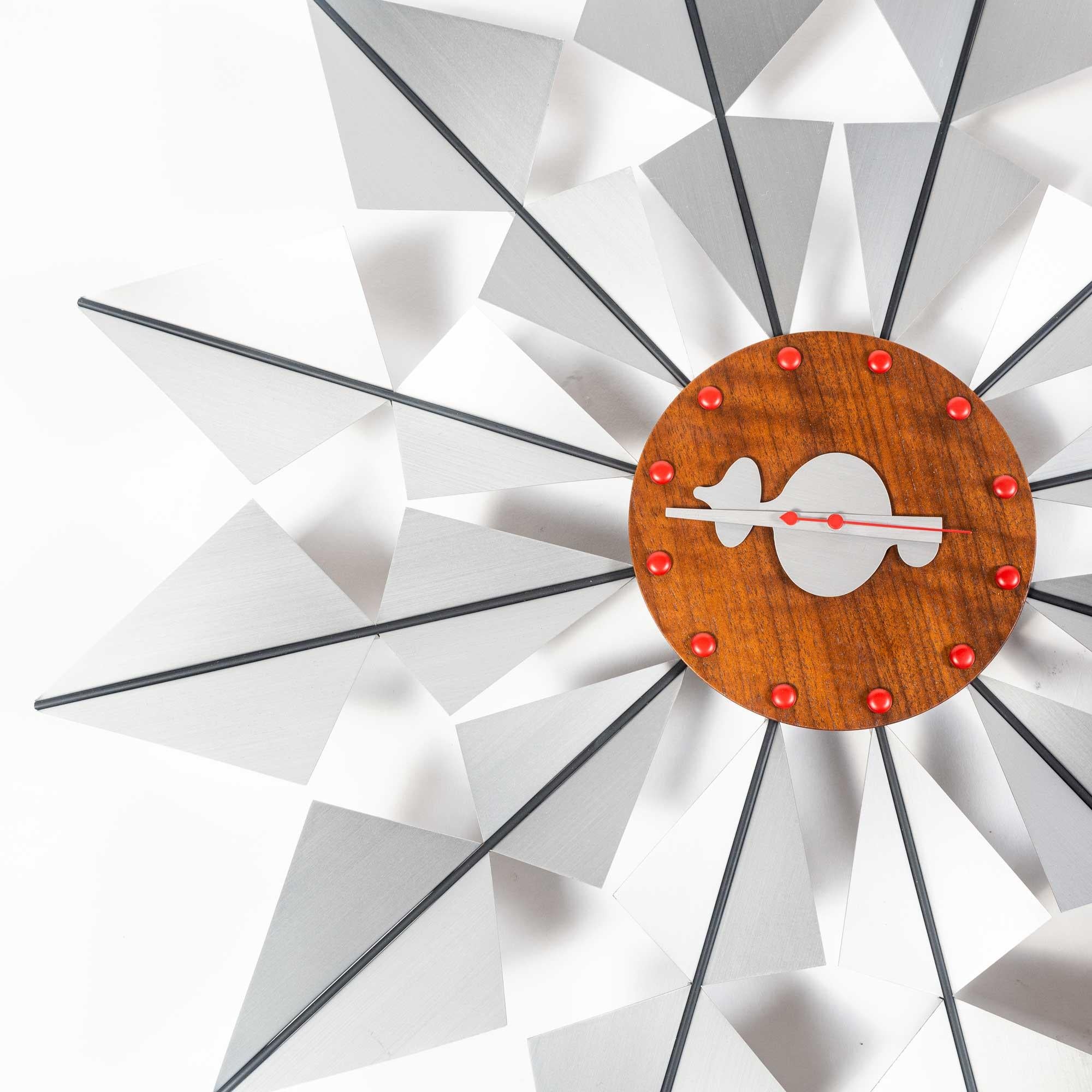 A newer vintage (2010s) of George Nelson flock of butterflies wall clock for Vitra. Minimal wear and tears. Clock has been tested and is in good working order.

When originally manufactured, the Nelson flock of butterflies clock was known only by