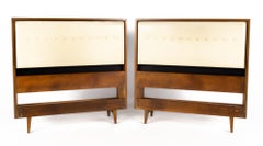 George Nelson Herman Miller Primavera MCM Twin Walnut Storage Headboards, Pair