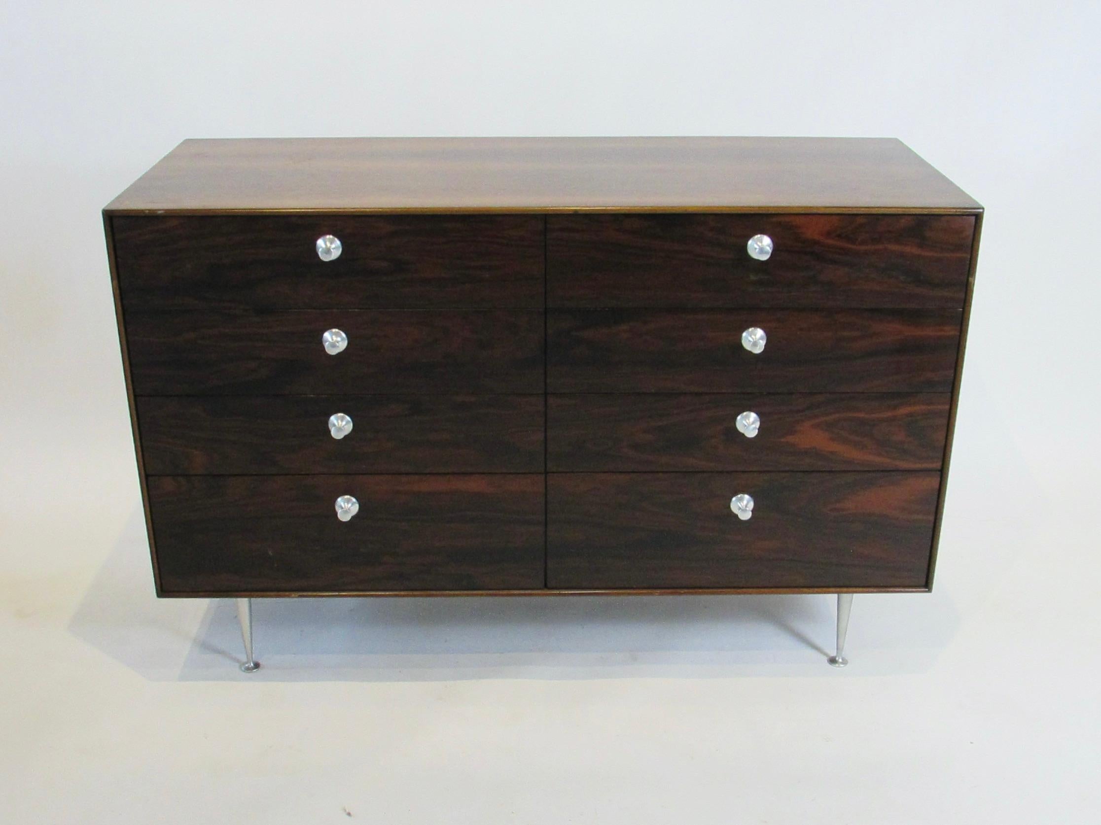 George Nelson Herman Miller Rosewood Thin Edge Eight Drawer Dresser In Good Condition For Sale In Ferndale, MI