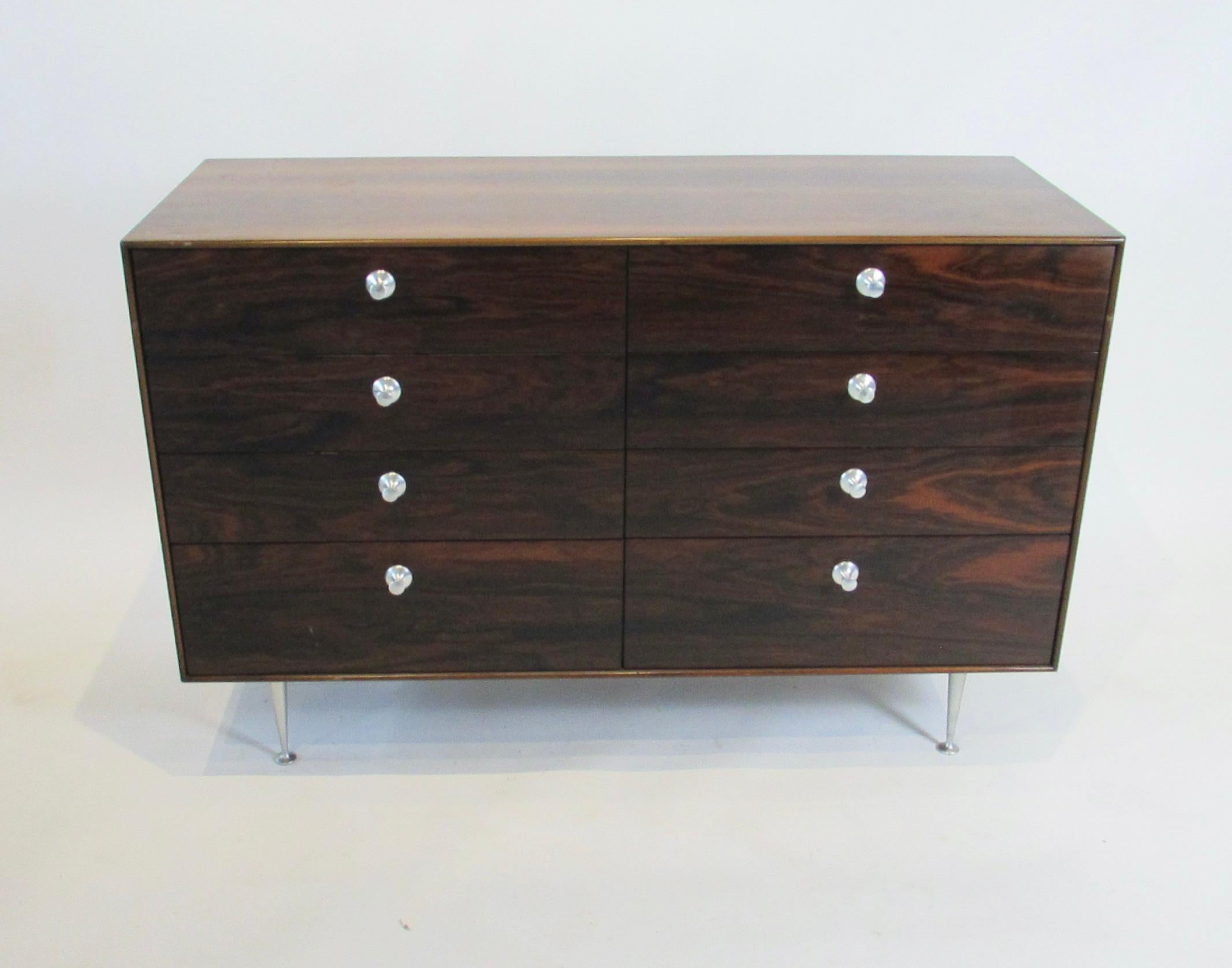 Aluminium George Nelson Herman Miller Rosewood Thin Edge Eight Drawer Dresser (commode à huit tiroirs) en vente