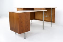 George Nelson Herman Miller Style Robert John MCM Walnut Laminate Cane Exec Desk