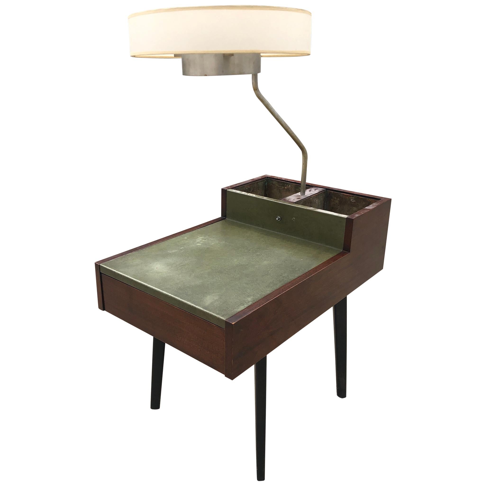 George Nelson Herman Miller Walnut Planter Lamp Table Model 4634-L For Sale