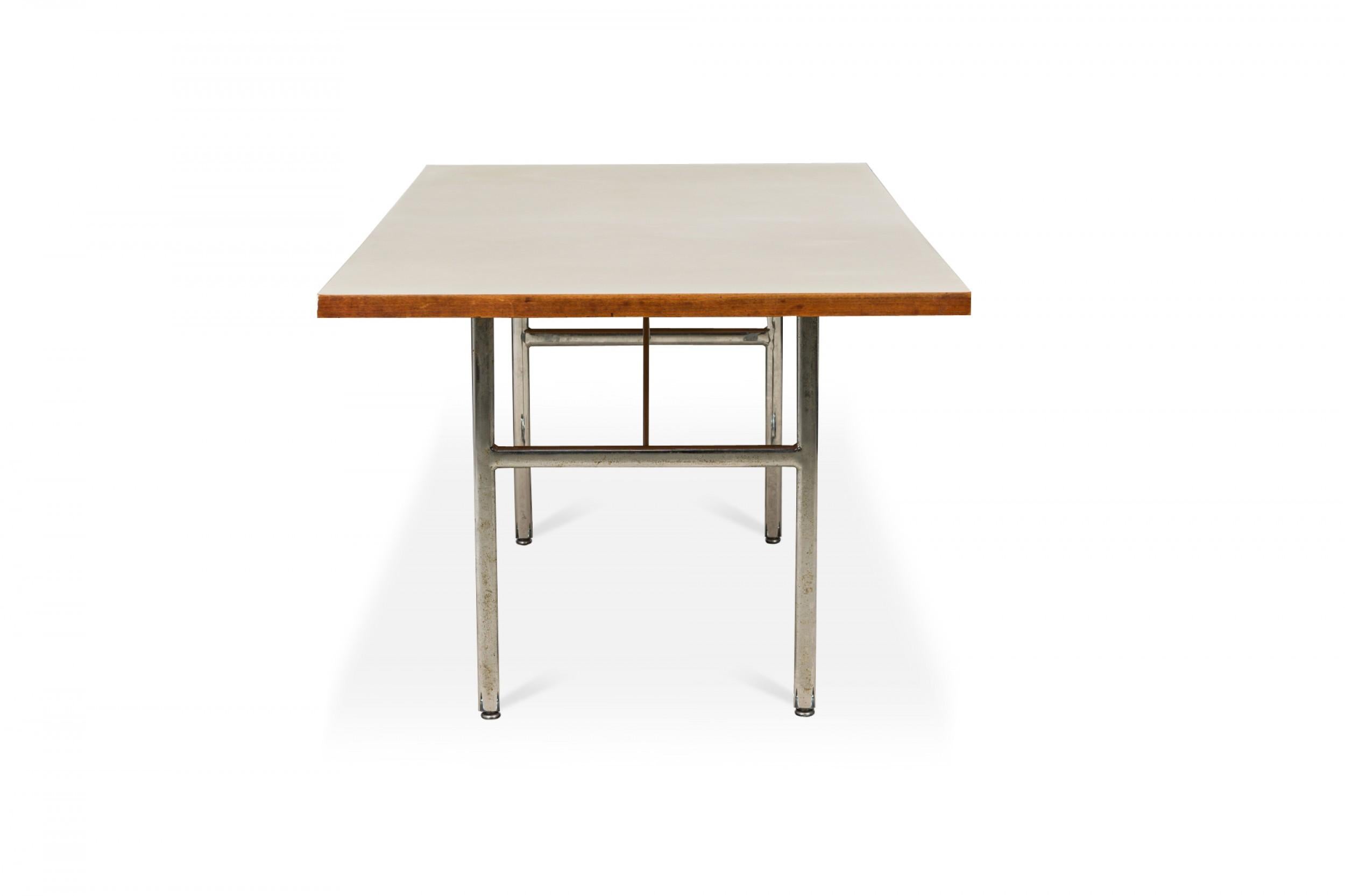 Mid-Century Modern George Nelson / Herman Miller White Laminate and Steel Rectangular Dining Table For Sale