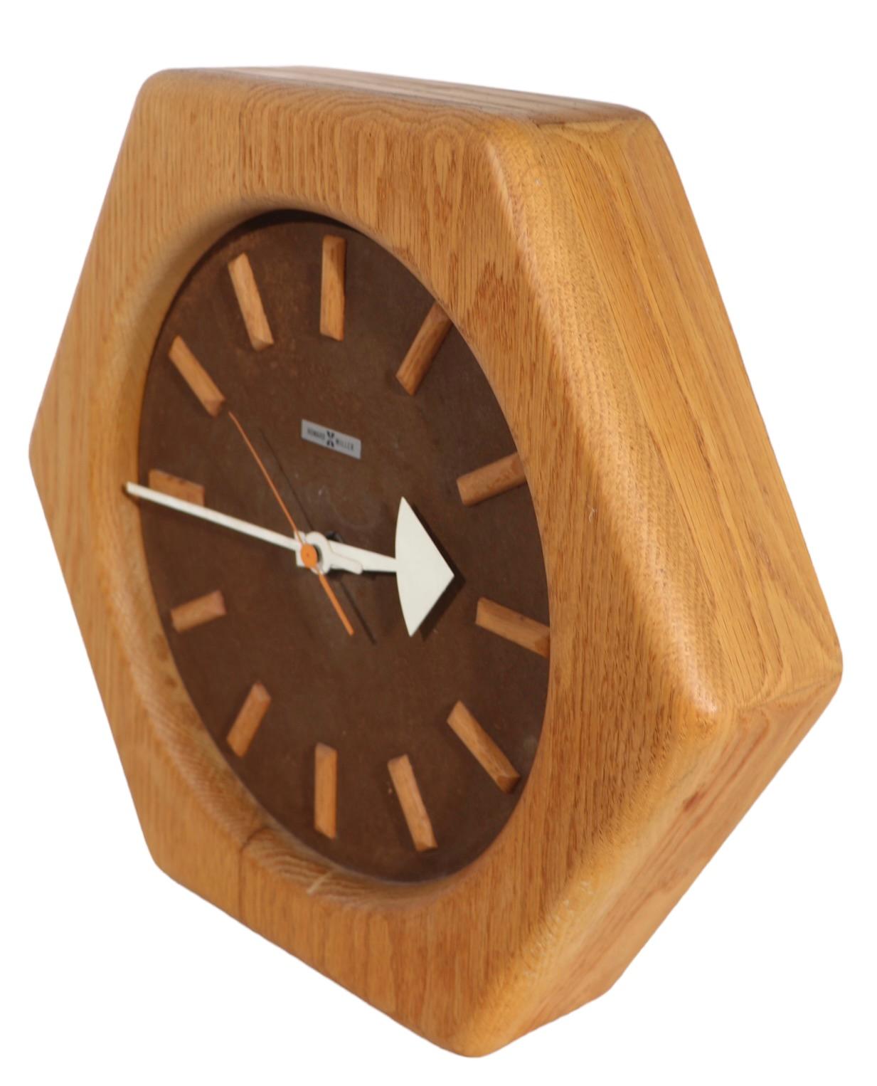 George Nelson Howard Miller Hexagonal Wood Frame  Clock c 1960/1980's 4