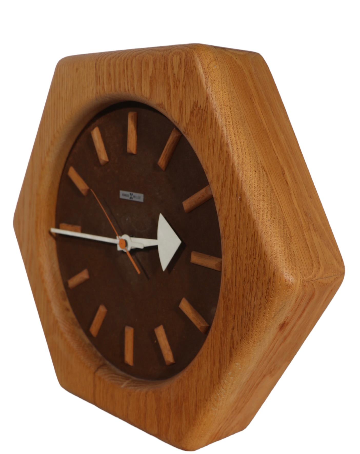 George Nelson Howard Miller Hexagonal Wood Frame  Clock c 1960/1980's 5
