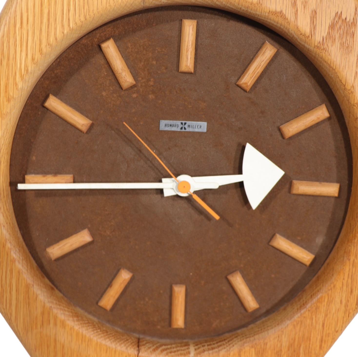 George Nelson Howard Miller Hexagonal Wood Frame  Clock c 1960/1980's 6