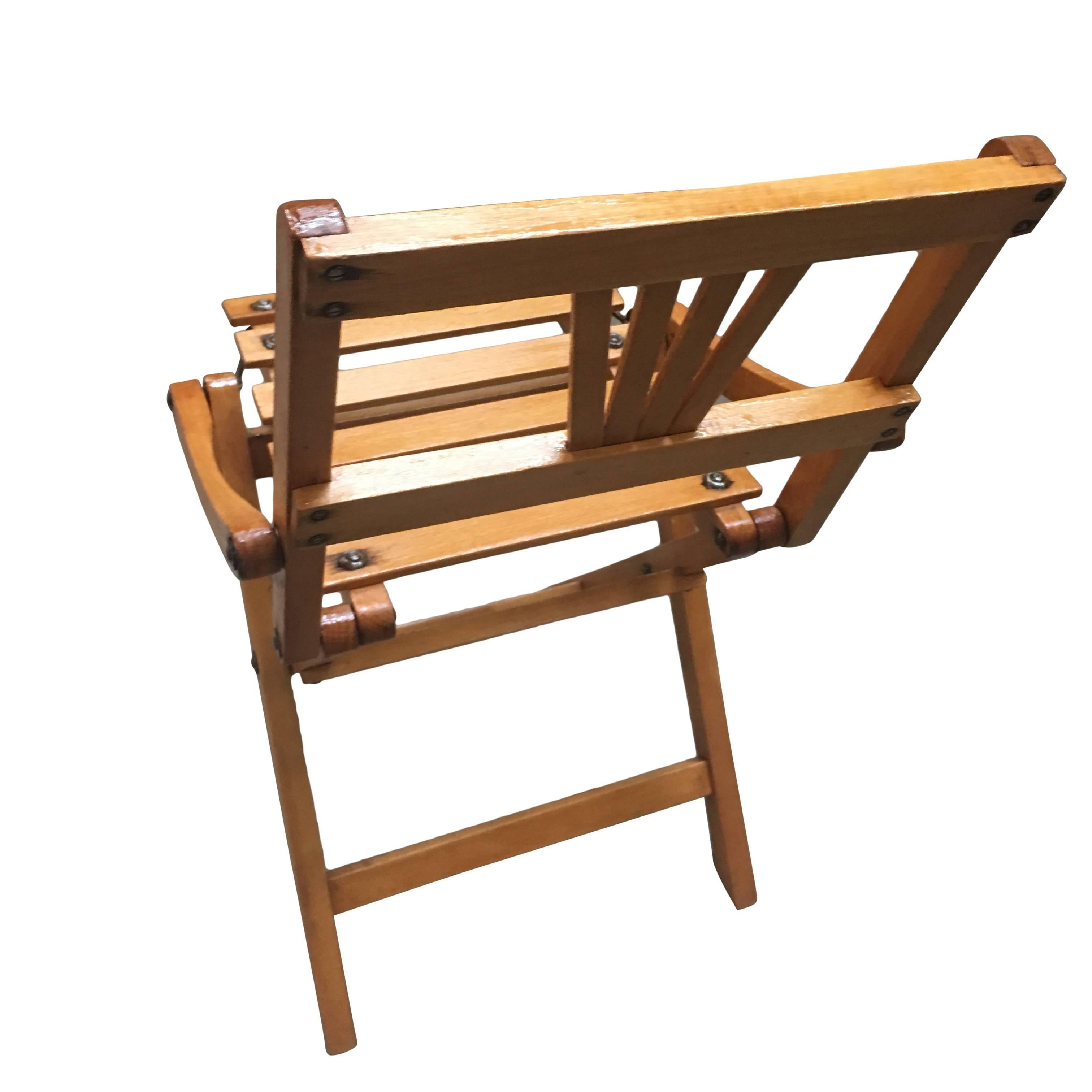 Mid-Century Modern Pair of George Nelson Inspired Child-Size Slat Folding Chair For Sale