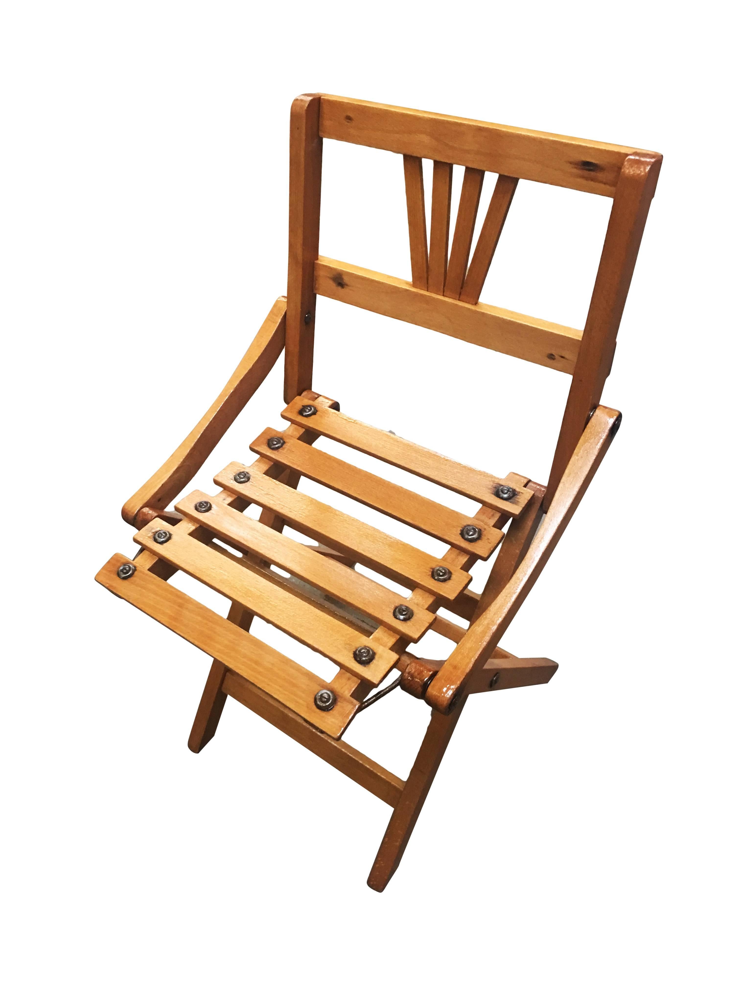 American Pair of George Nelson Inspired Child-Size Slat Folding Chair For Sale