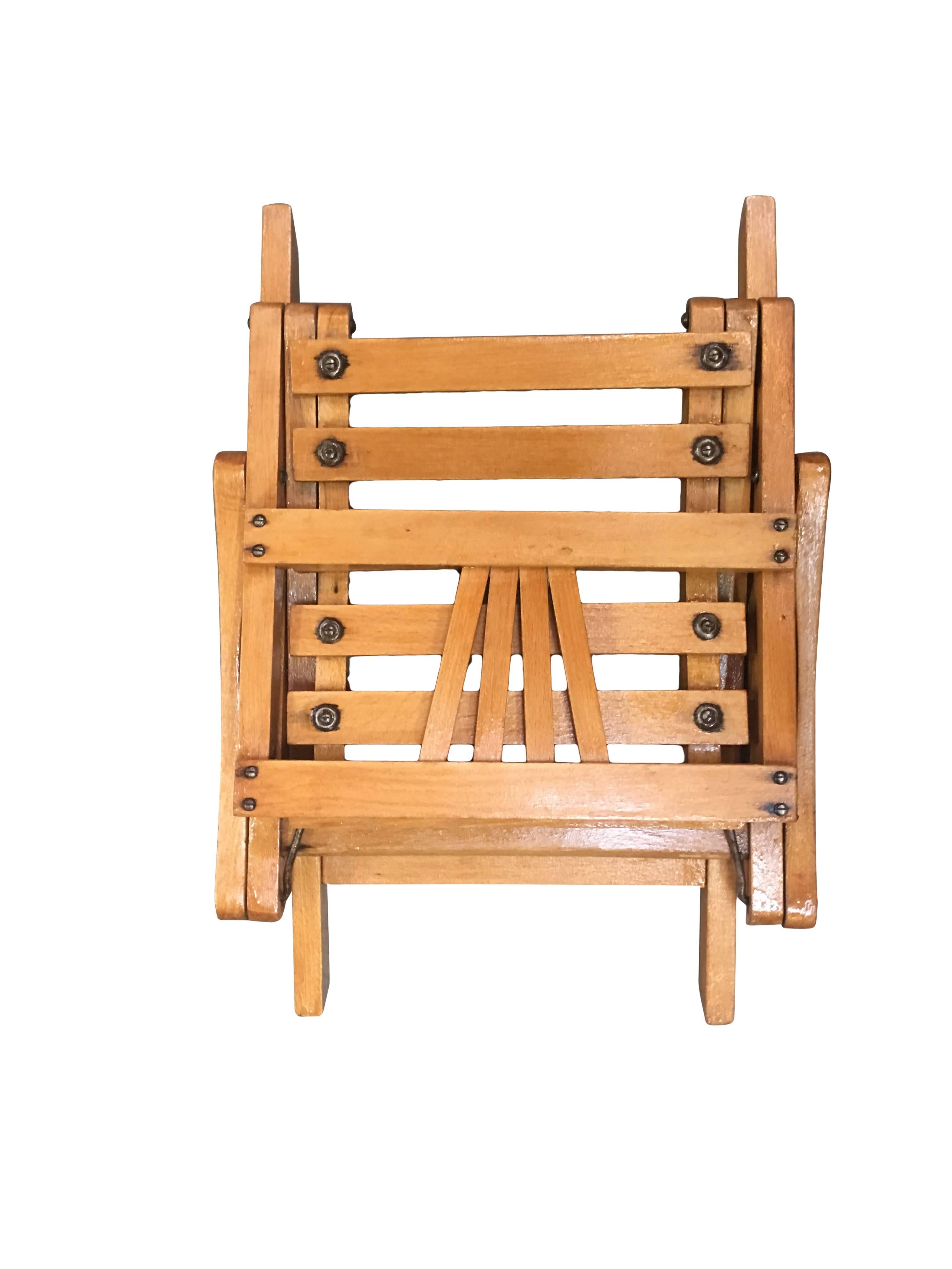 Mid-20th Century Pair of George Nelson Inspired Child-Size Slat Folding Chair For Sale
