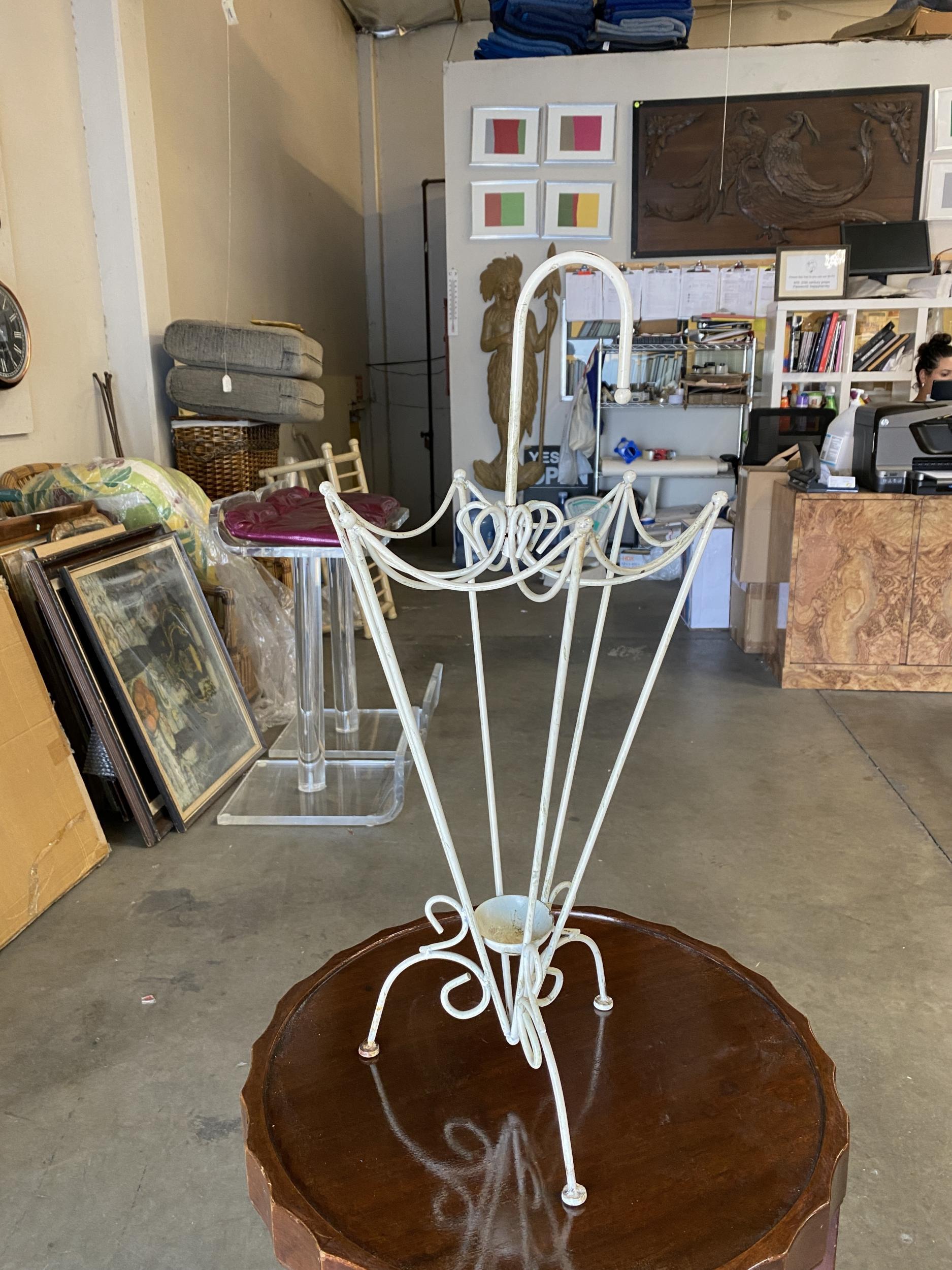 Mid-Century Modern George Nelson Inspired Iron Wire Umbrella Stand For Sale