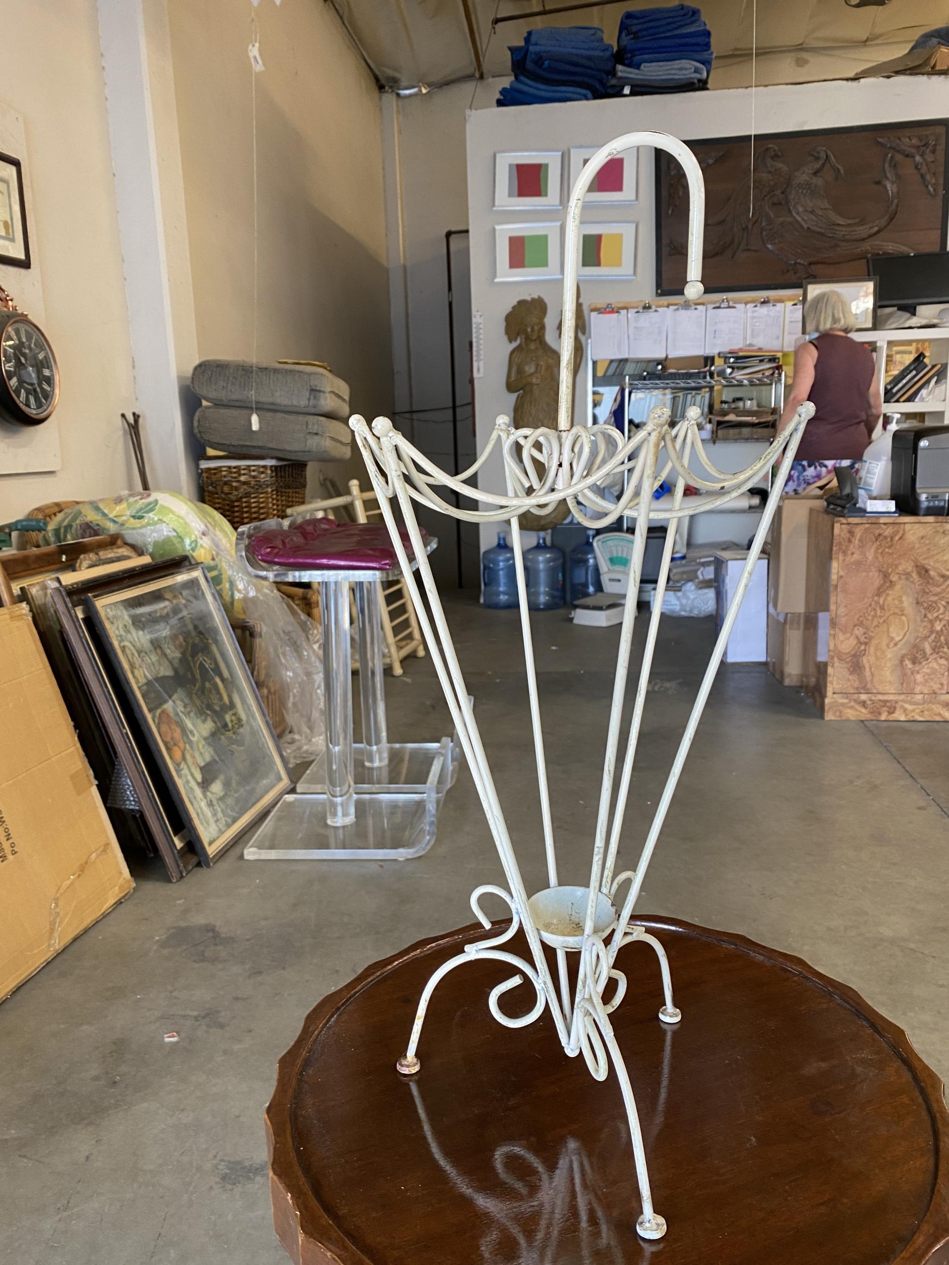 Mid-20th Century George Nelson Inspired Iron Wire Umbrella Stand For Sale