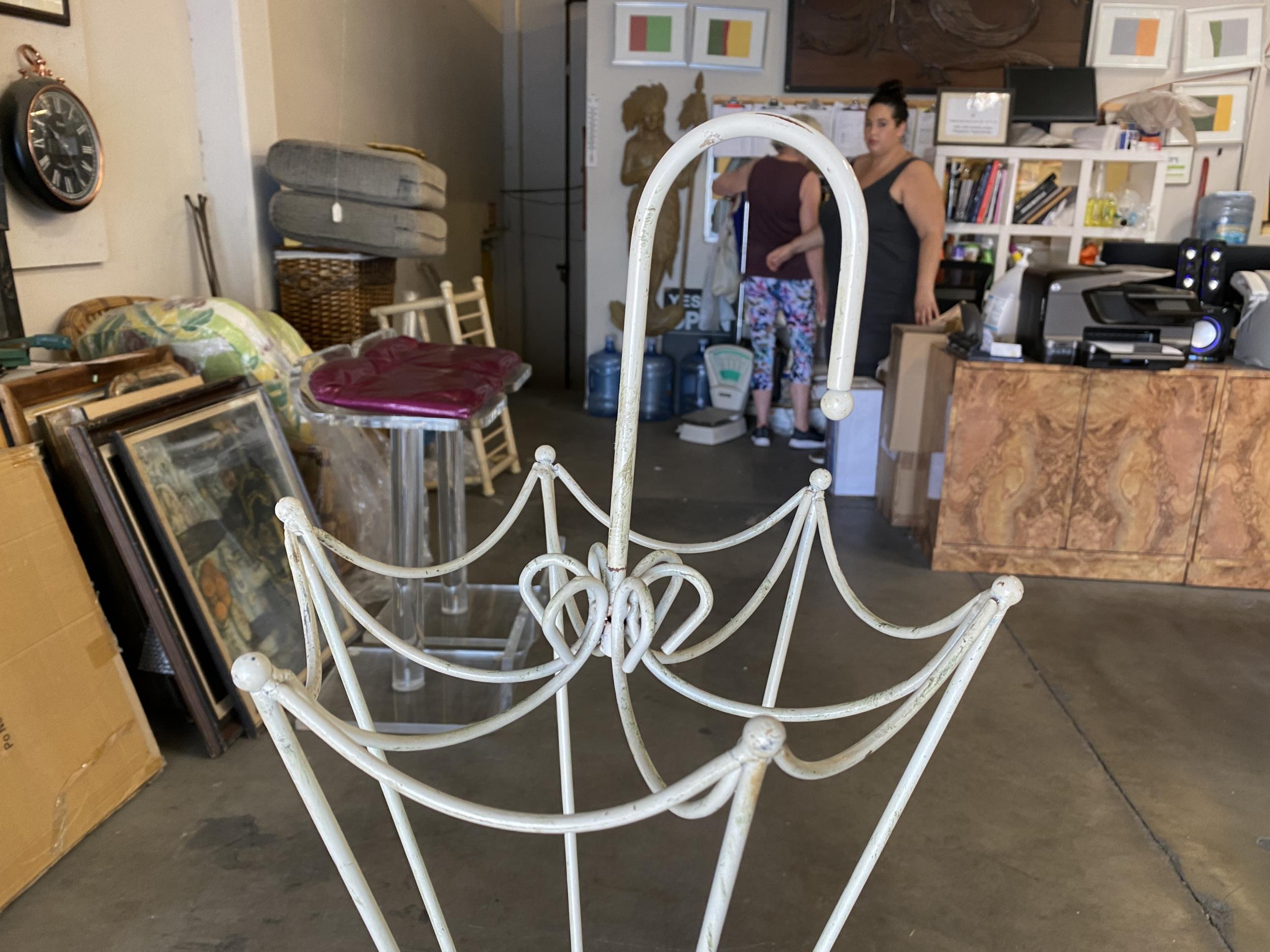 George Nelson Inspired Iron Wire Umbrella Stand For Sale 2