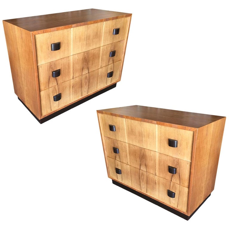 George Nelson Inspired Walnut Lowboy Dresser Pair For Sale At 1stdibs