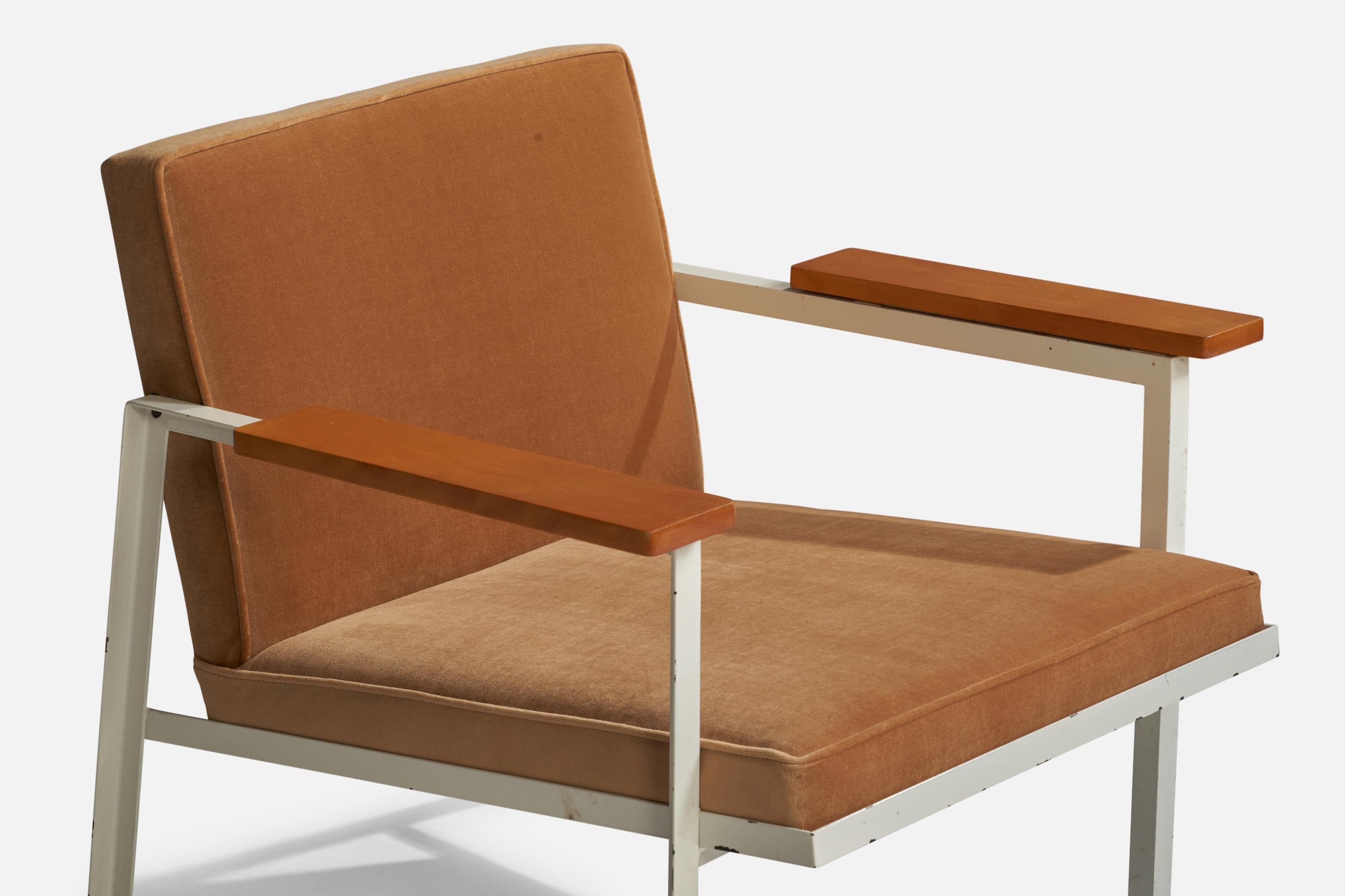 George Nelson, Lounge Chairs, Wood, Steel, Velvet, USA, 1950s For Sale 1