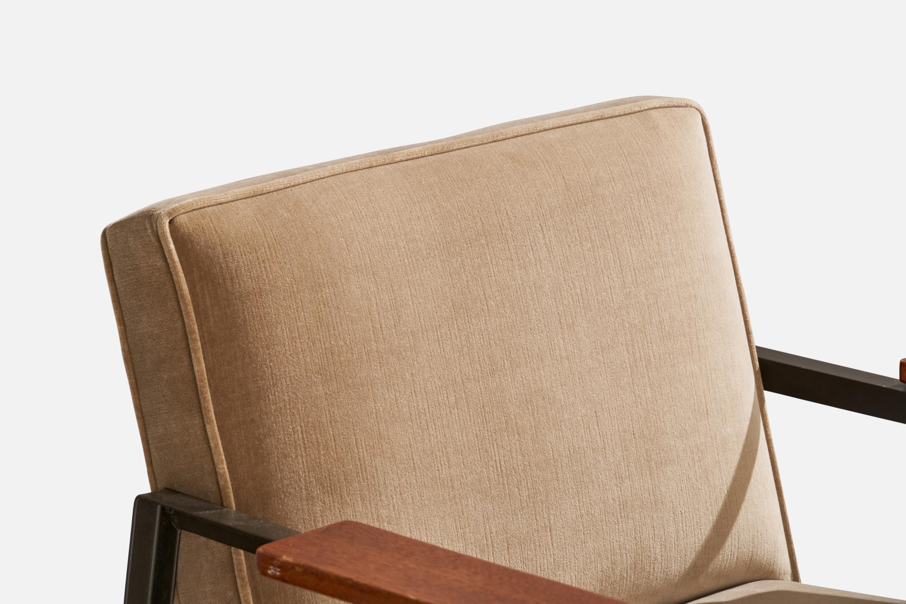 Loungesessel von George Nelson, Holz, Stahl, Samt, USA, 1950er Jahre im Angebot 2