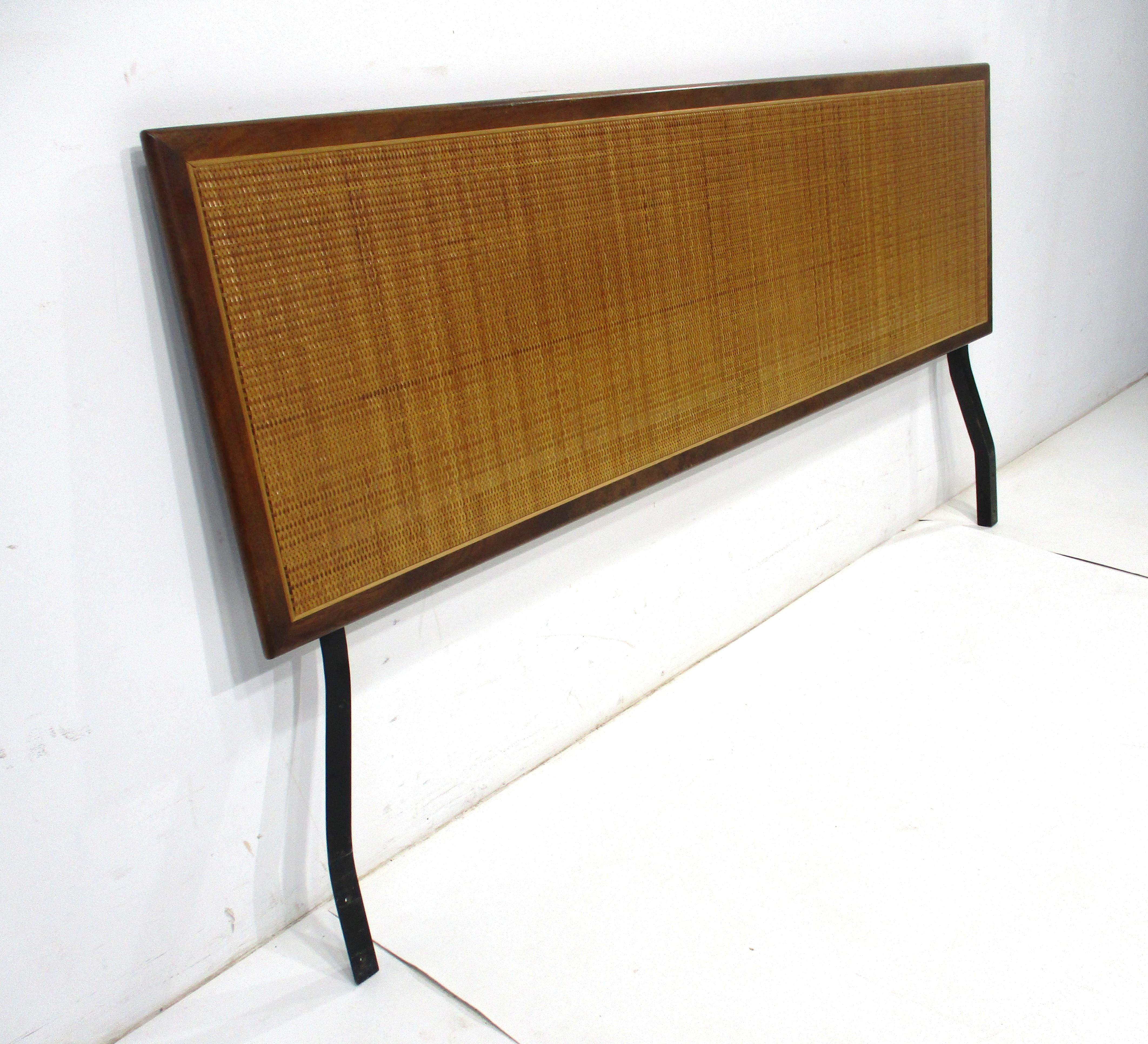 Mid-Century Modern George Nelson Mid Century Cane and Walnut Full Headboard for Herman Miller For Sale