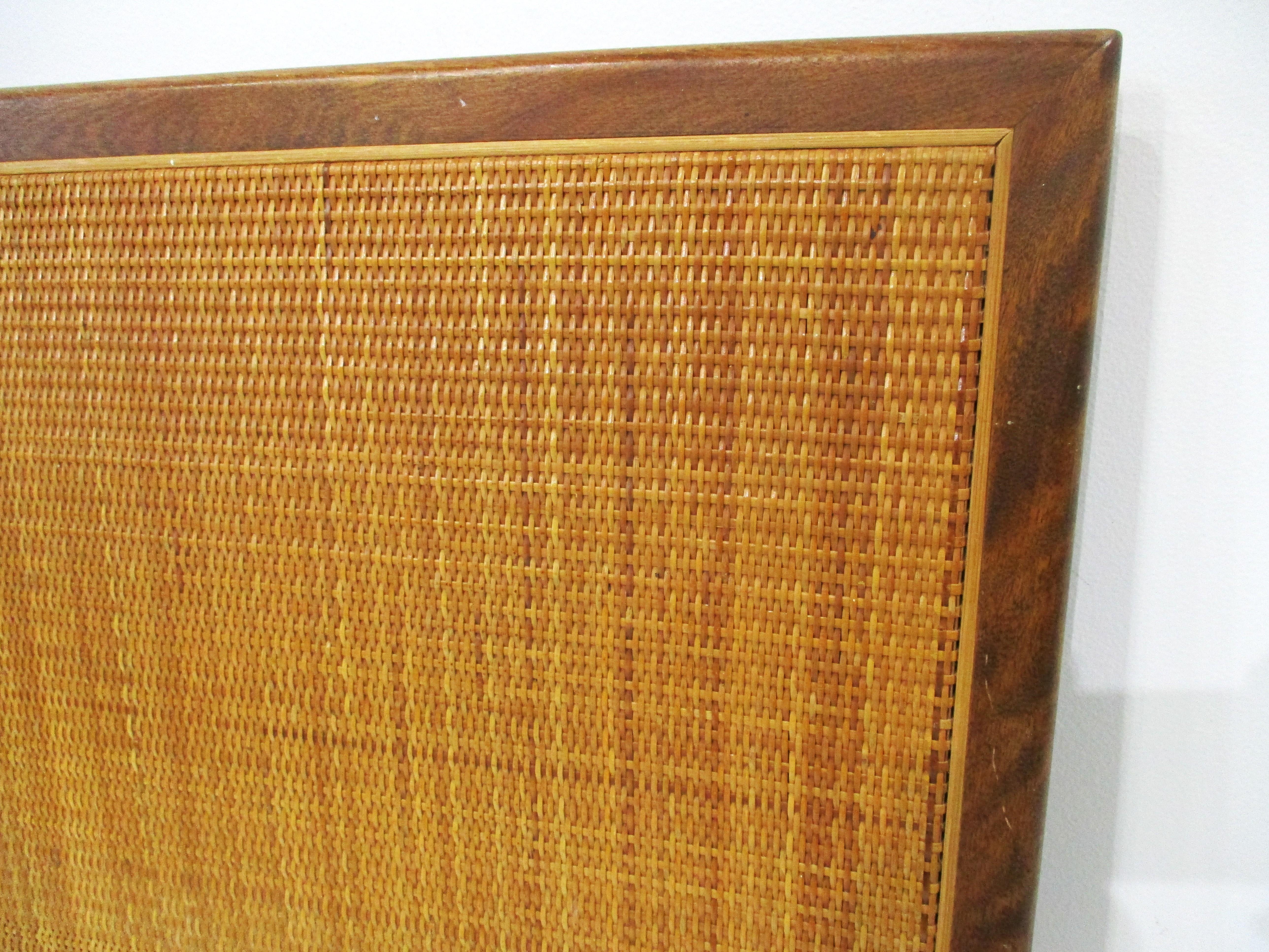 20th Century George Nelson Mid Century Cane and Walnut Full Headboard for Herman Miller For Sale