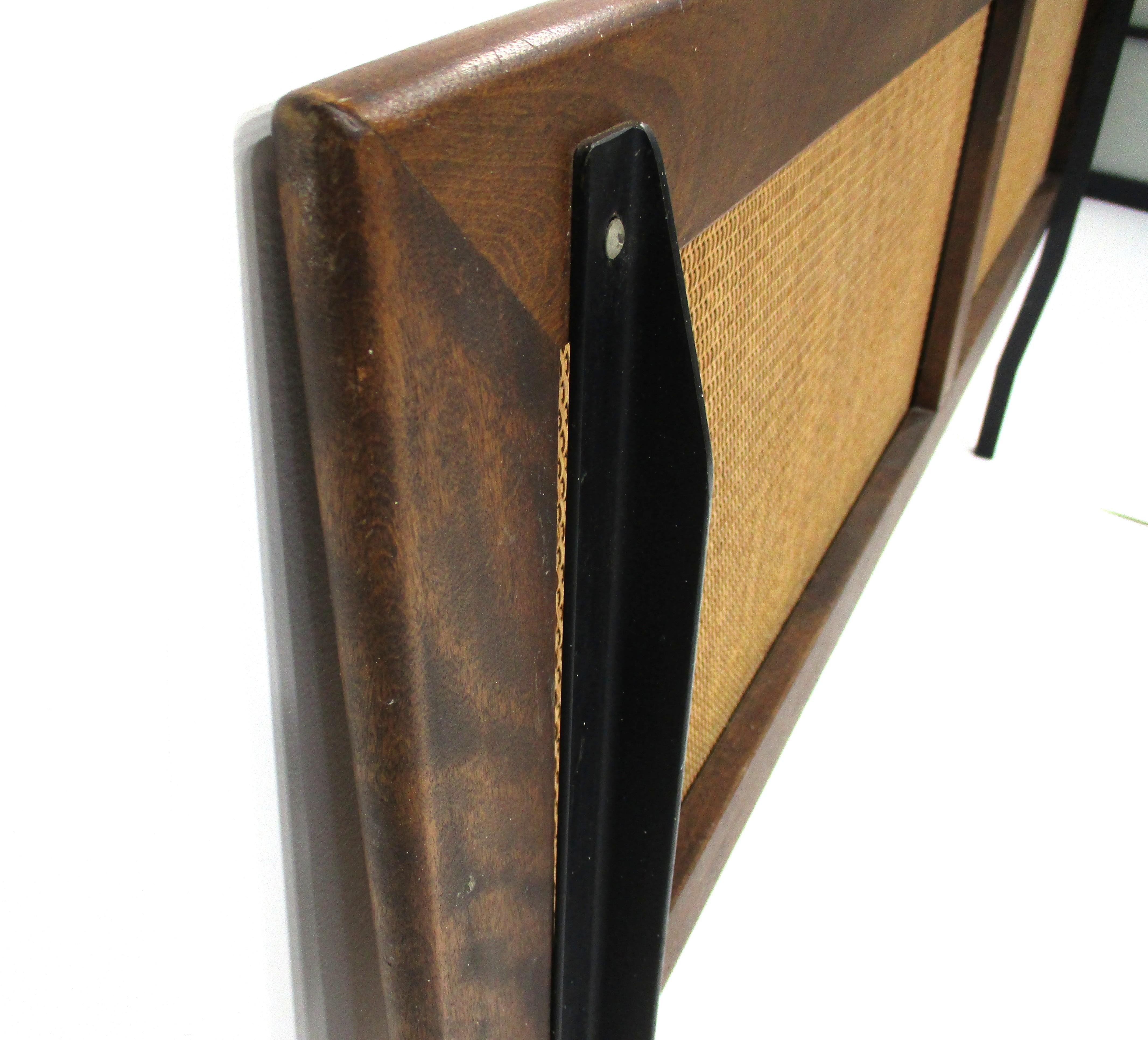 George Nelson Mid Century Cane and Walnut Full Headboard for Herman Miller For Sale 2