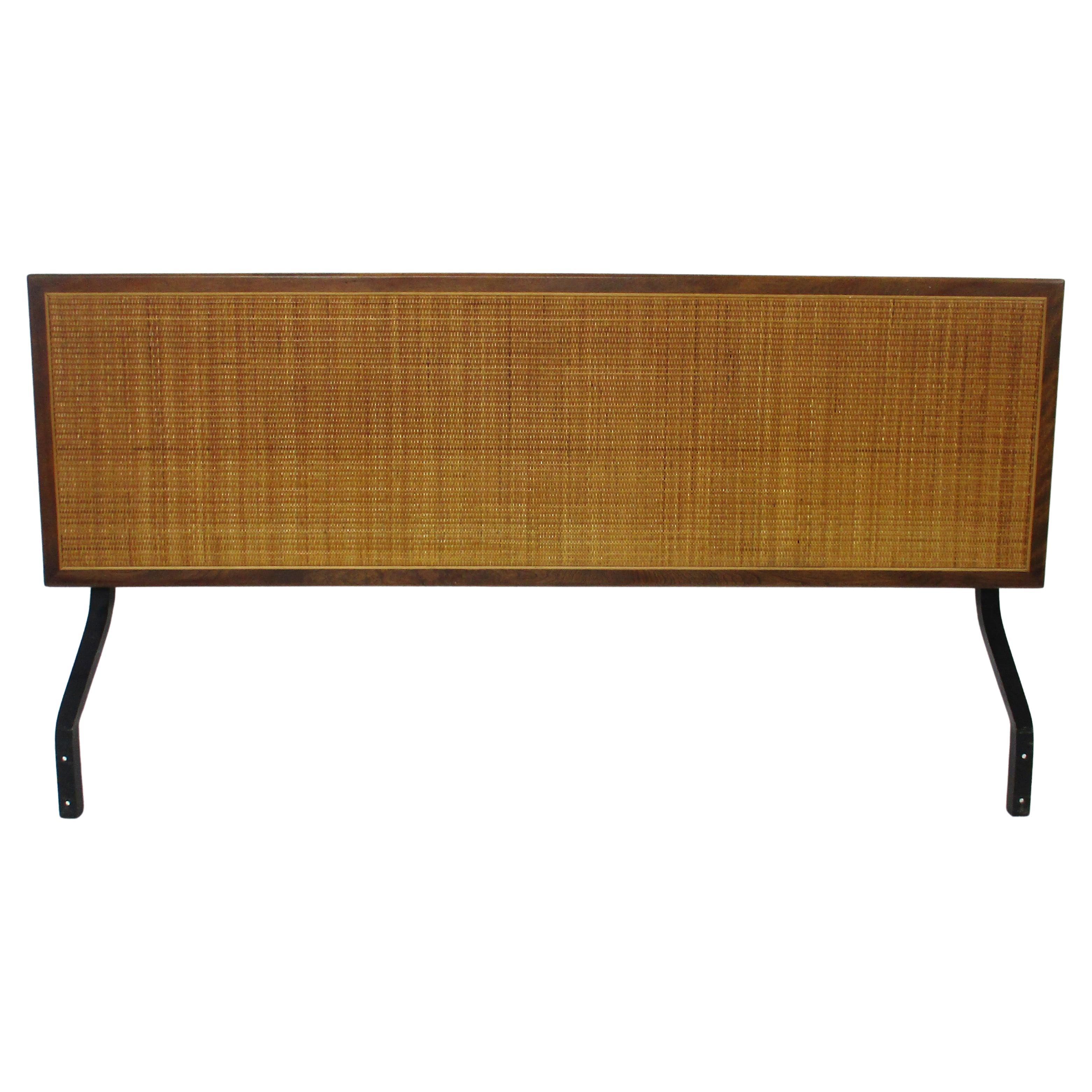 George Nelson Mid Century Cane and Walnut Full Headboard for Herman Miller