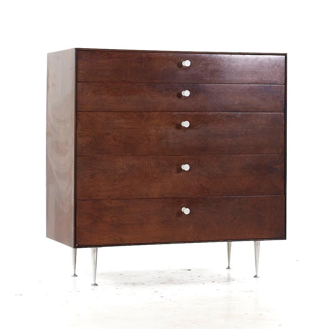 American George Nelson Mid Century Rosewood Thin Edge 5 Drawer Chest – Pair For Sale