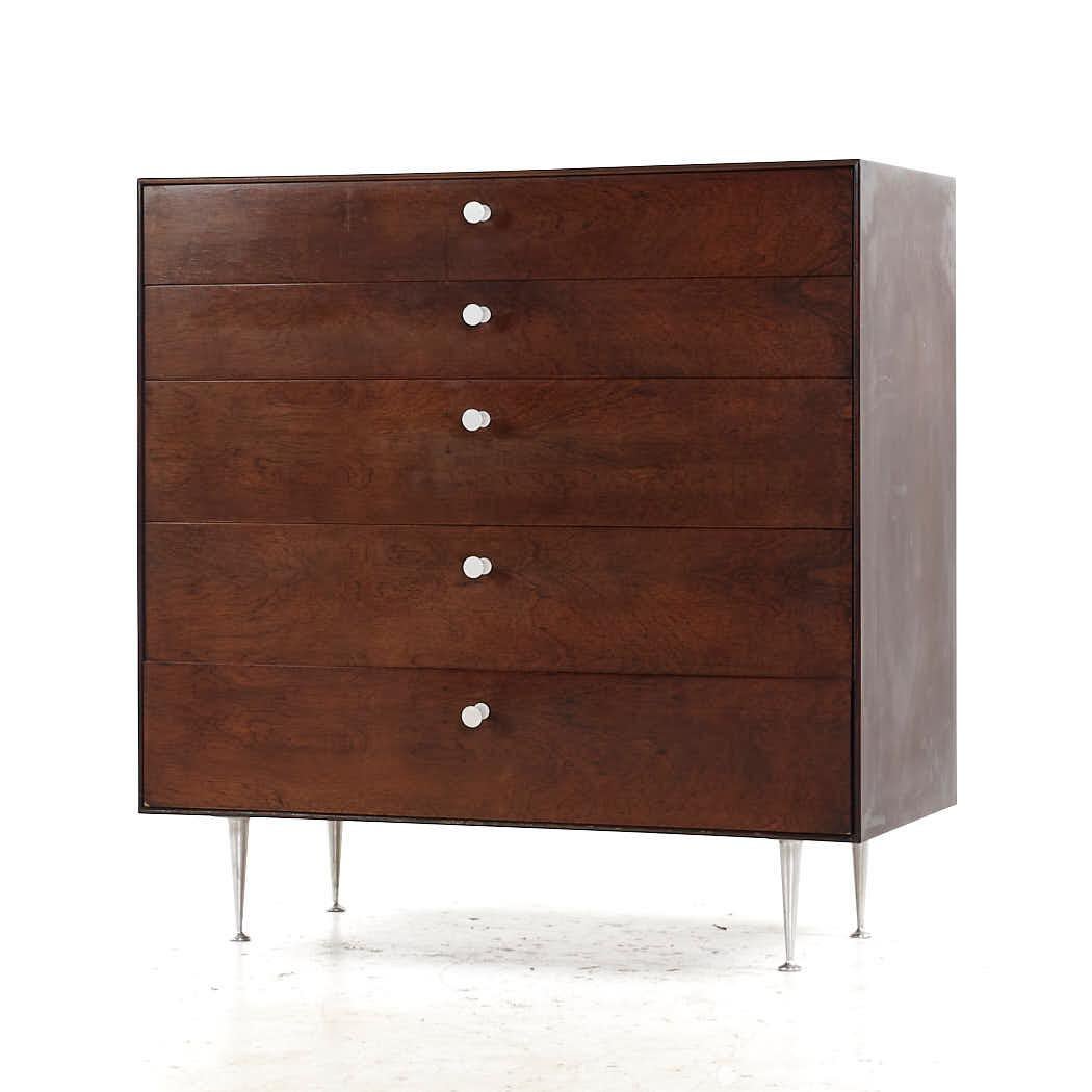 Late 20th Century George Nelson Mid Century Rosewood Thin Edge 5 Drawer Chest – Pair For Sale