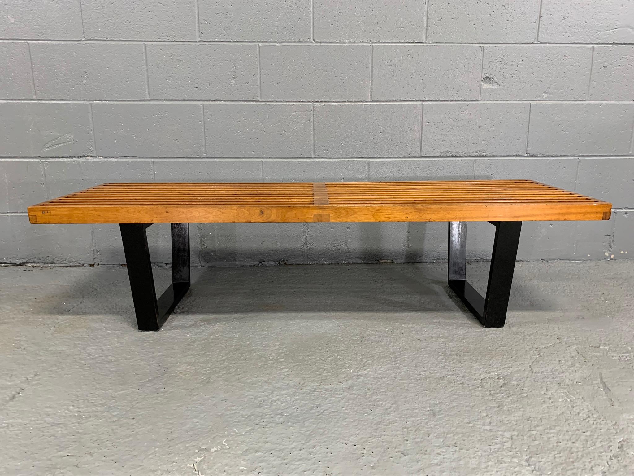 Maple George Nelson Midcentury Slat Bench for Herman Miller