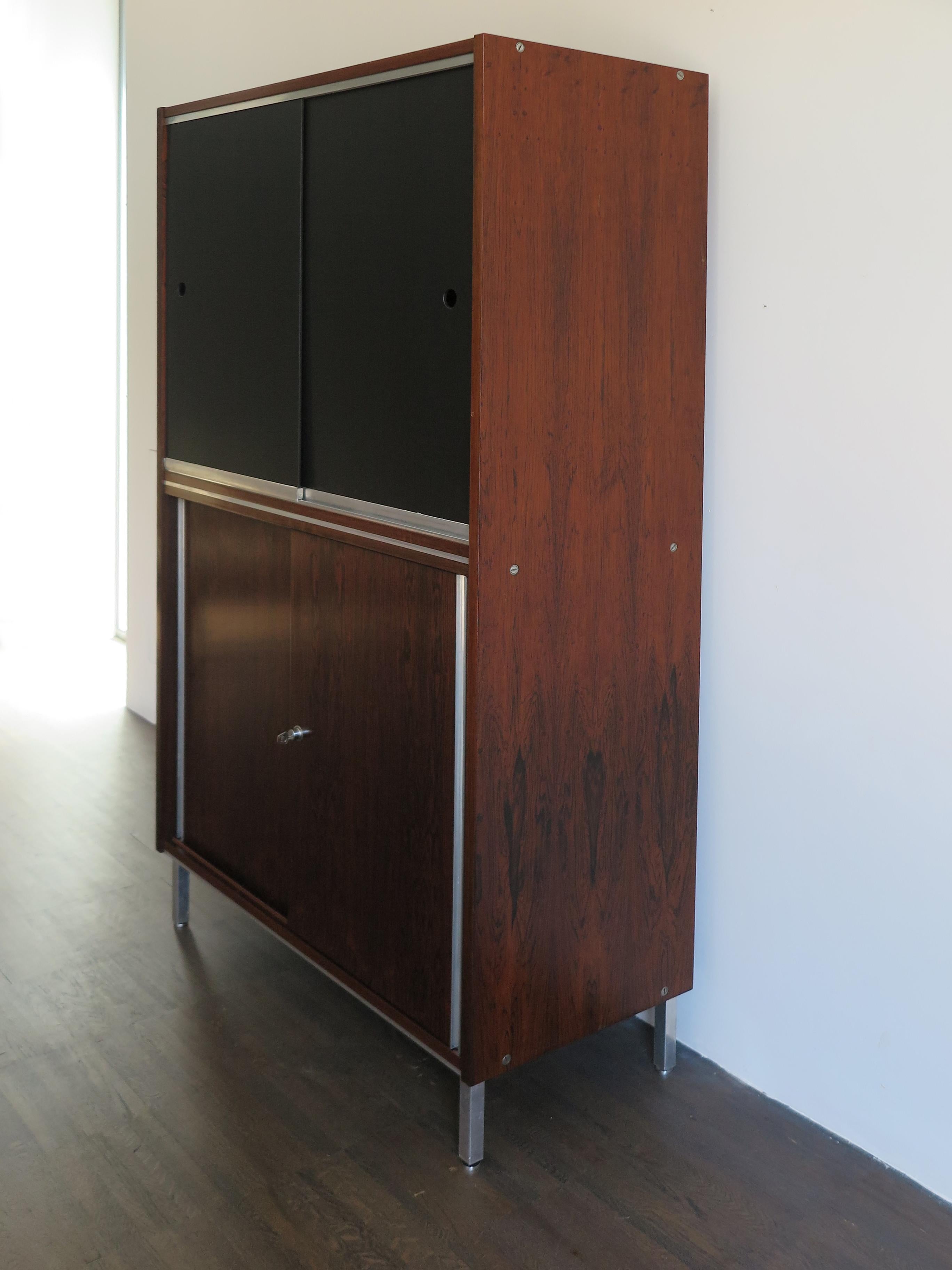 American George Nelson Midcentury Dark Wood Cabinet, 1960s