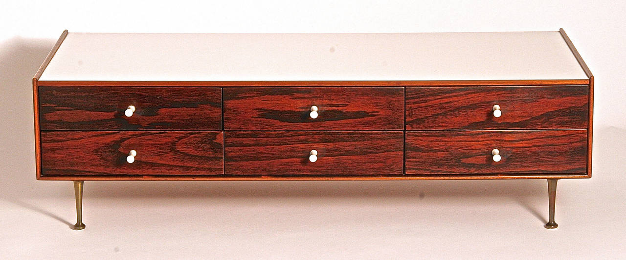 Mid-Century Modern George Nelson Model 5215 Rosewood Jewelry Chest with Miniature Legs, USA 1955