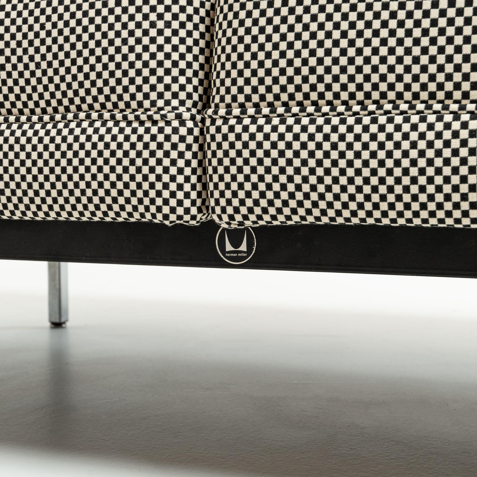 Steel George Nelson Modular Seating System Bench in Alexander Girard Checker Fabric For Sale