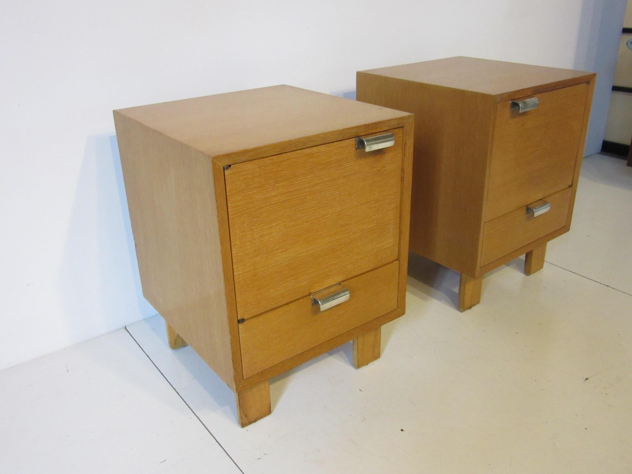Mid-Century Modern George Nelson Nightstands with Silver Plated Handles