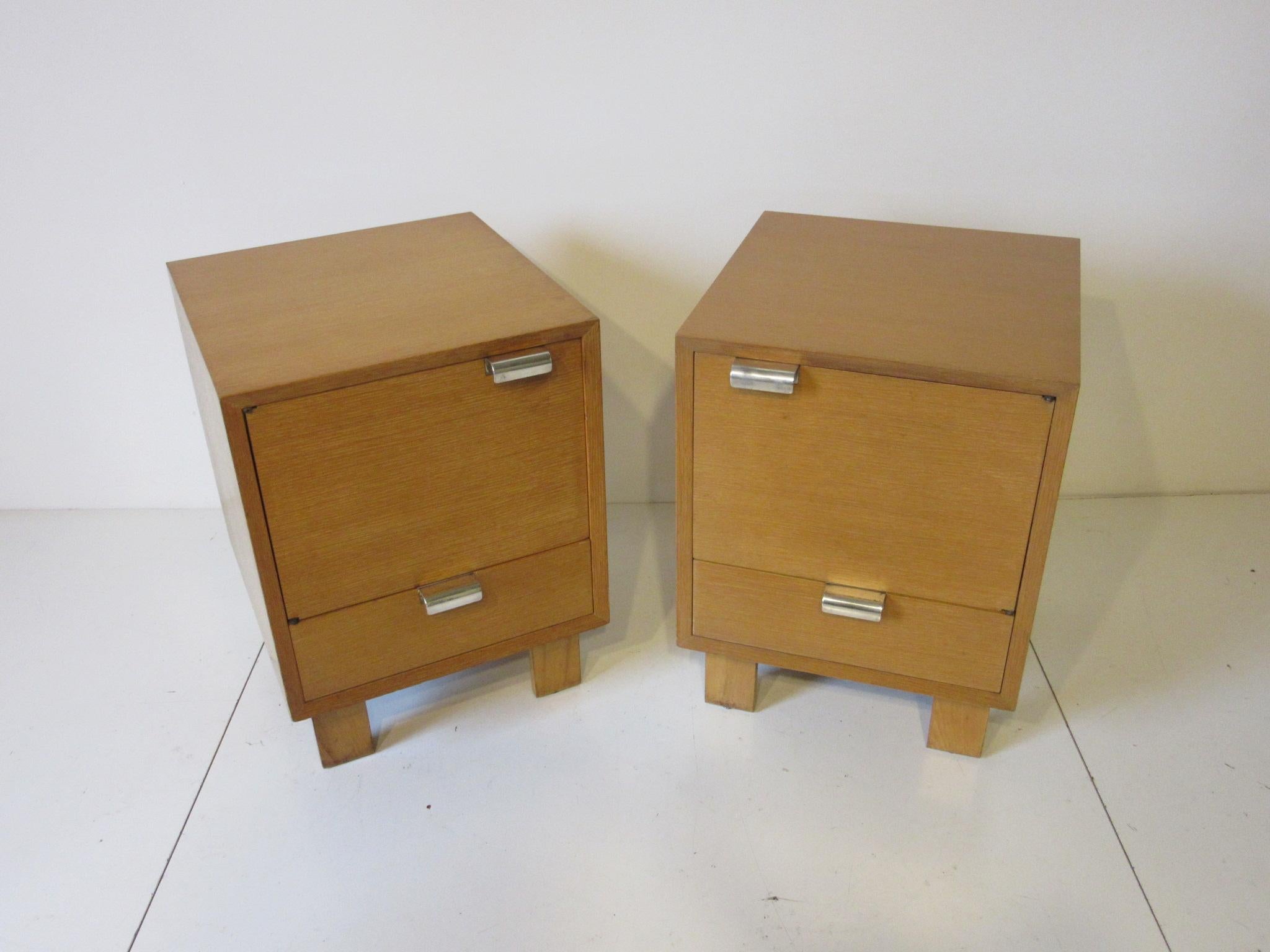 George Nelson Nightstands with Silver Plated Handles In Good Condition In Cincinnati, OH