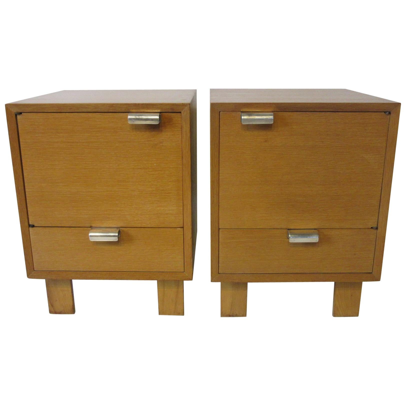 George Nelson Nightstands with Silver Plated Handles