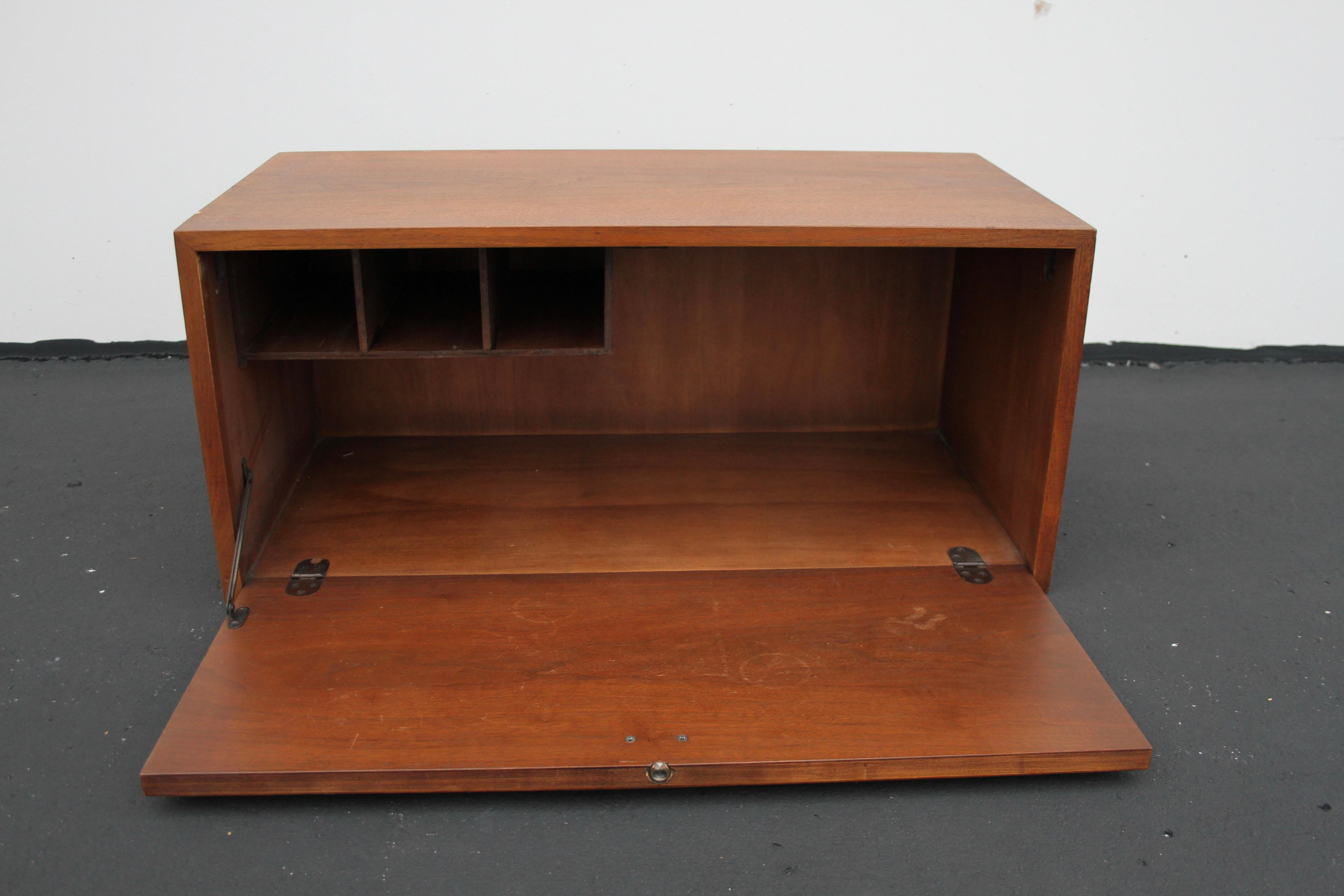 Mid-Century Modern 1960s George Nelson designed for Omni Systems, this is part for a wall unit, A Drop Leaf Desk, no hardware. Part # 6405314. I need to confirm the depth measurement. Oiled Walnut. 

I will be listing other shelving unit parts by