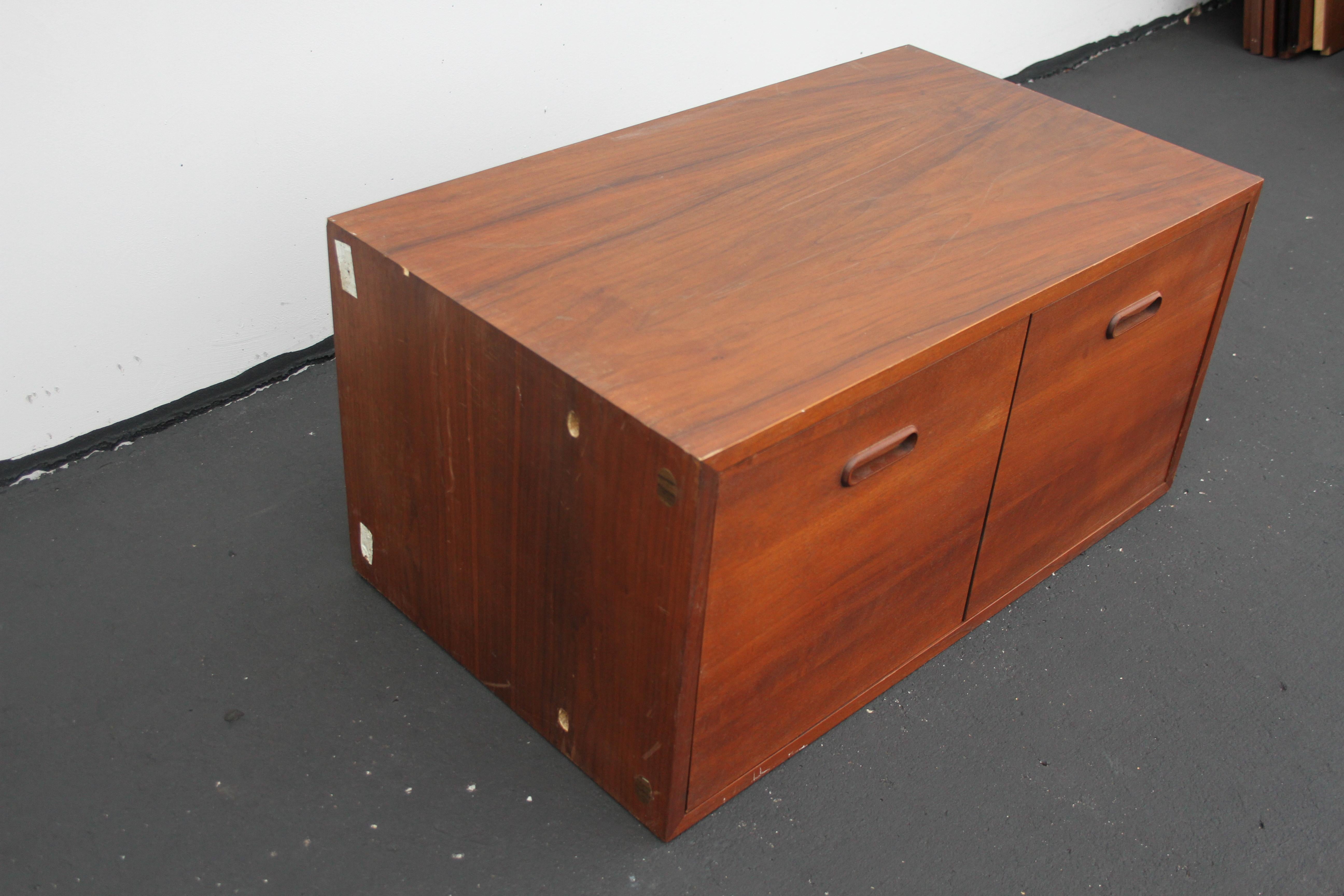 Mid-Century Modern 1960s George Nelson designed for Omni Systems, this is part for a wall unit, Two Drawer File Cabinet in oiled walnut, no hardware. I need to confirm the  measurements. 

I will be listing other shelving unit parts by Nelson for