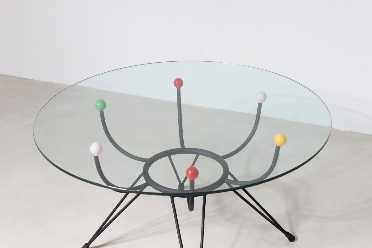 Mid-Century Modern George Nelson, Pair of Low Tables with Curved Iron Structure For Sale